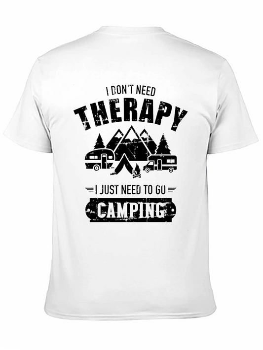Camping Therapy T-Shirt - Black Graphic Print