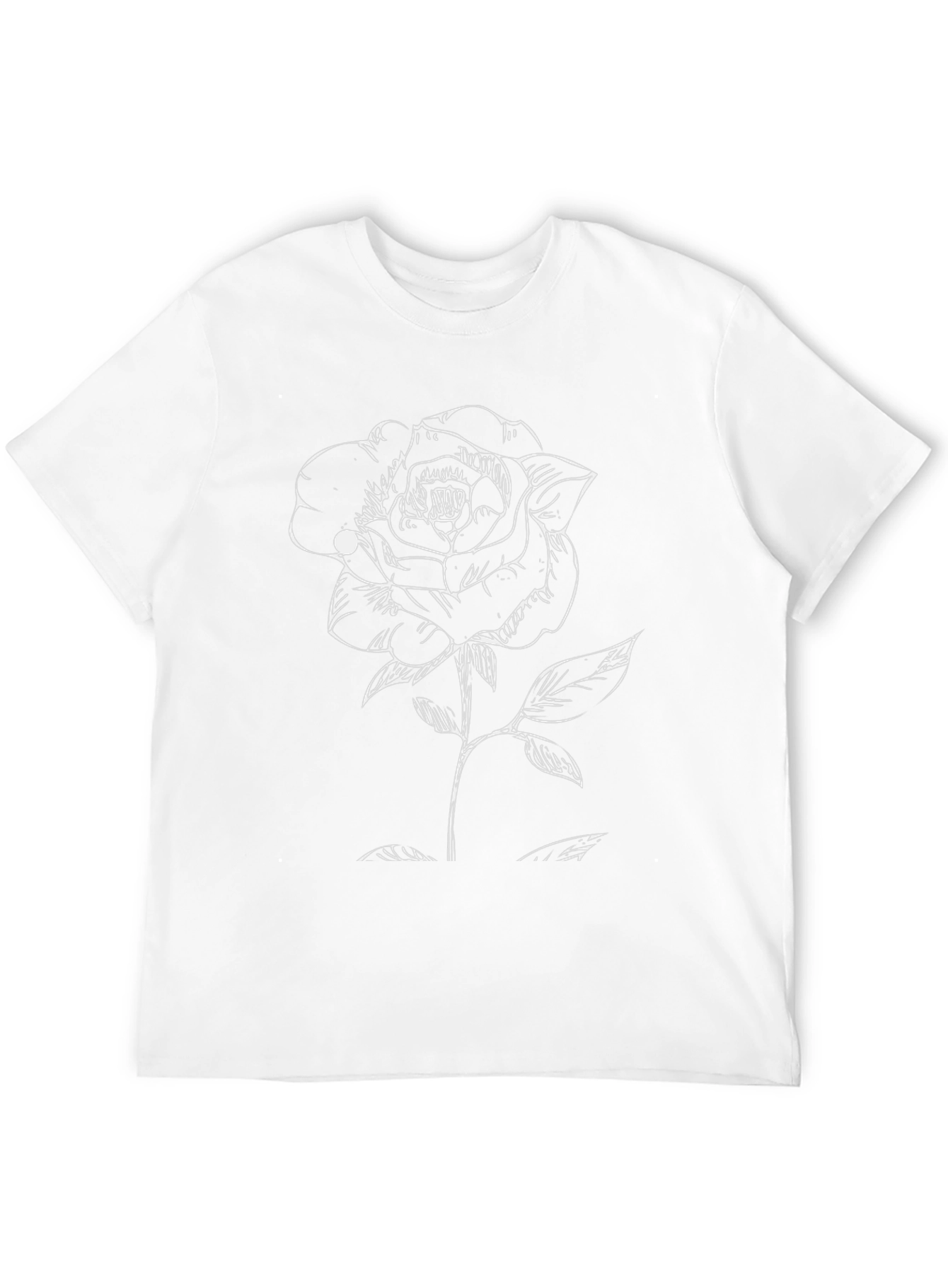Black T-Shirt with White Rose Graphic