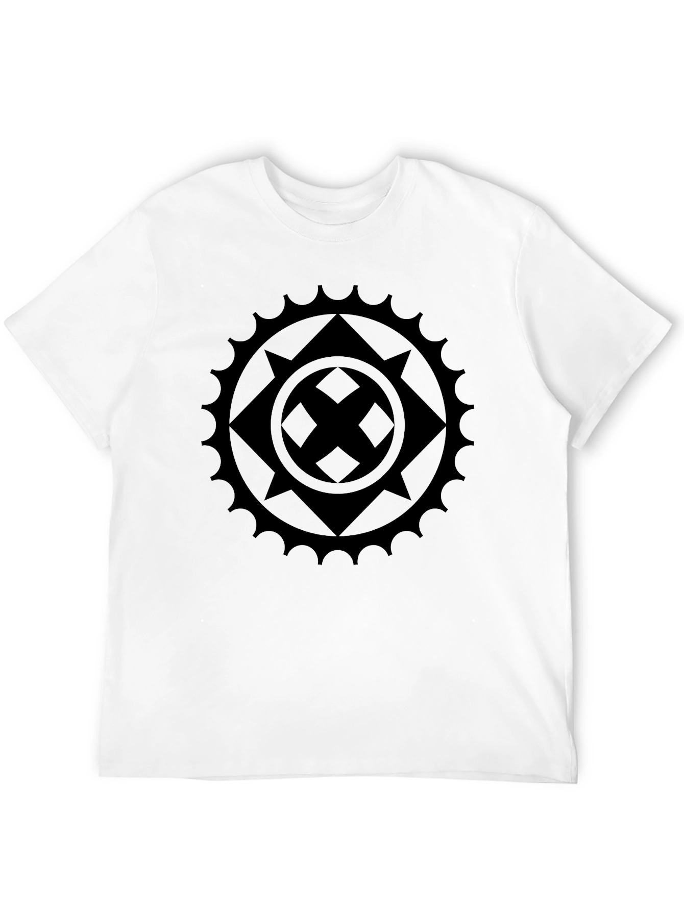 Graphic Black T-Shirt - Geometric Sun Design