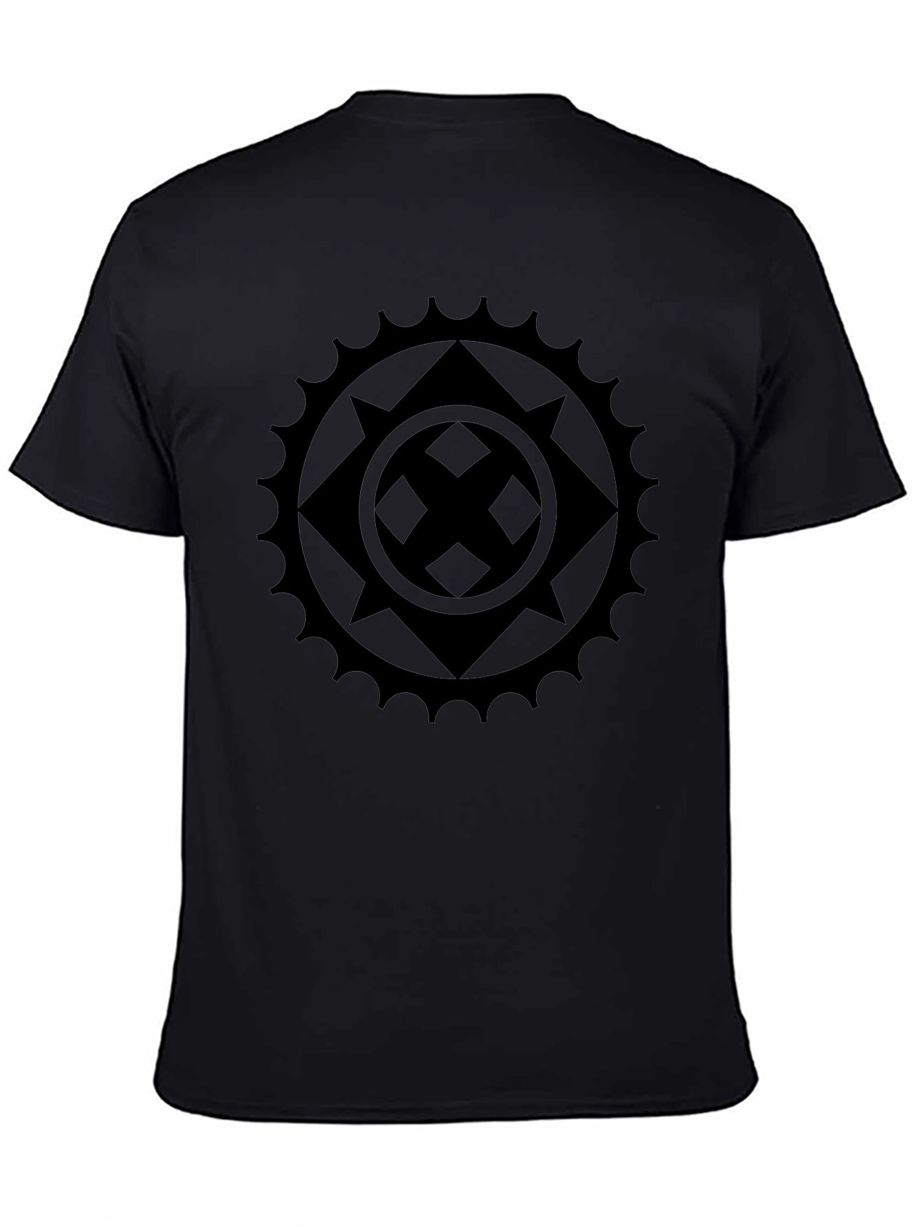 Graphic Black T-Shirt - Geometric Sun Design