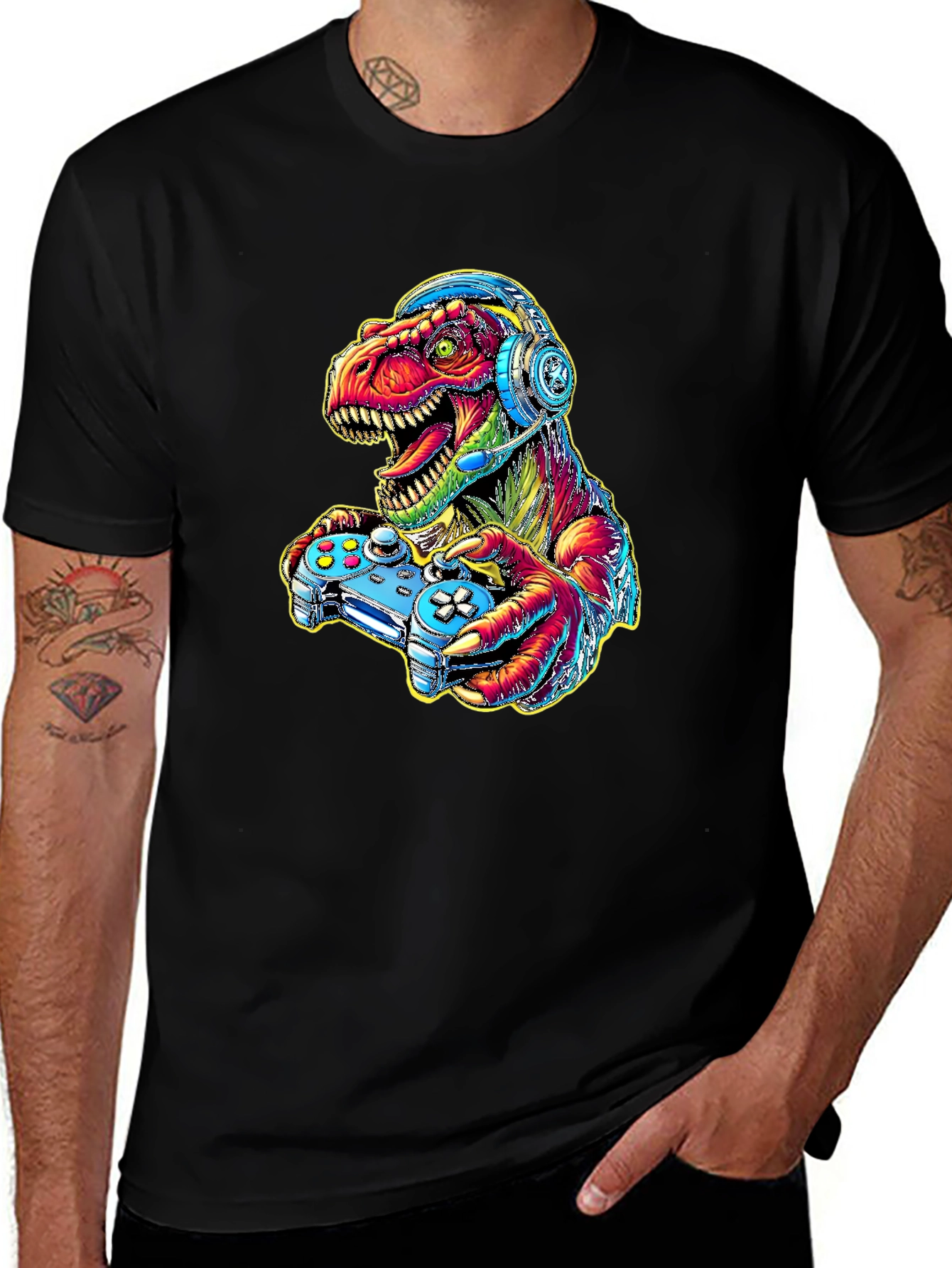 Gamer Dino T-Shirt - Cool Graphic Tee