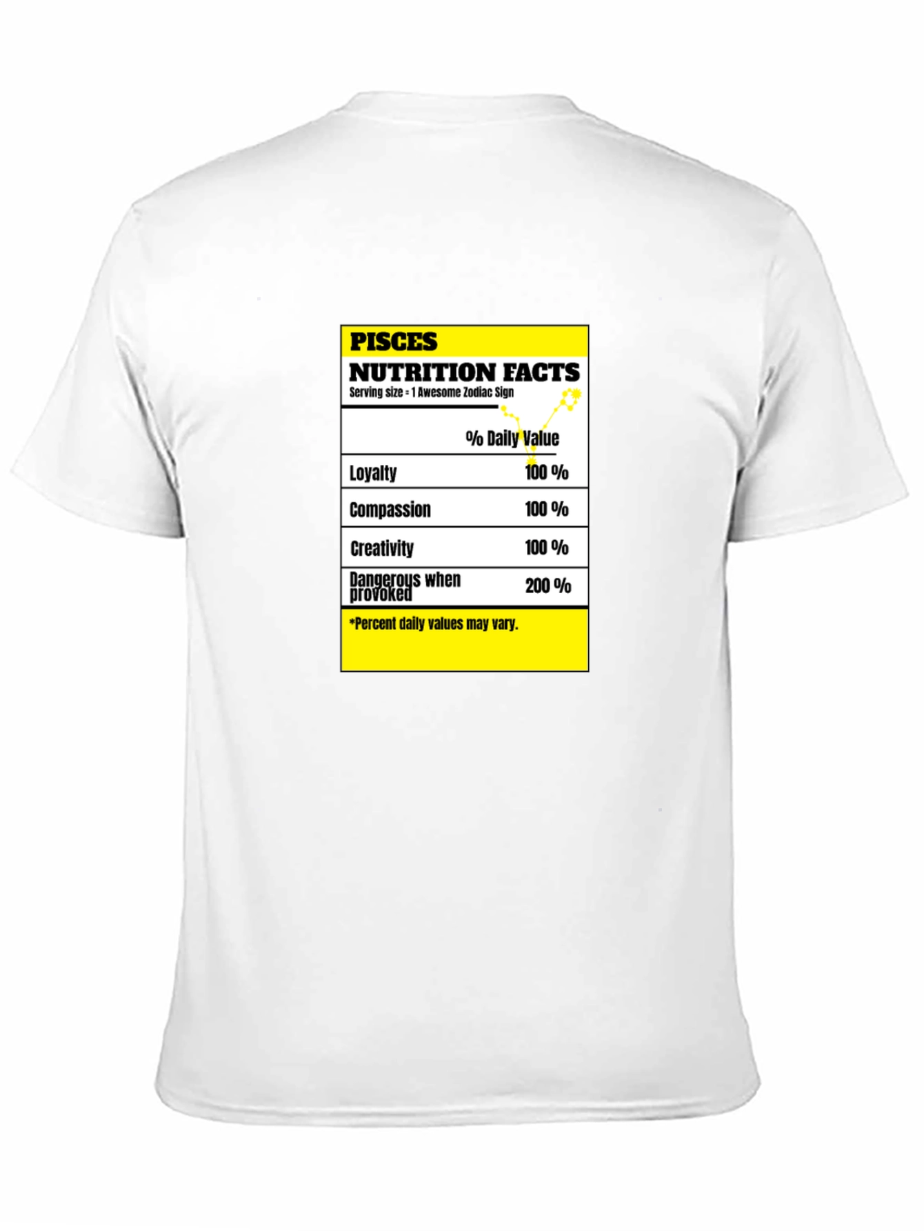 Pisces Zodiac Nutrition Facts Black T-Shirt