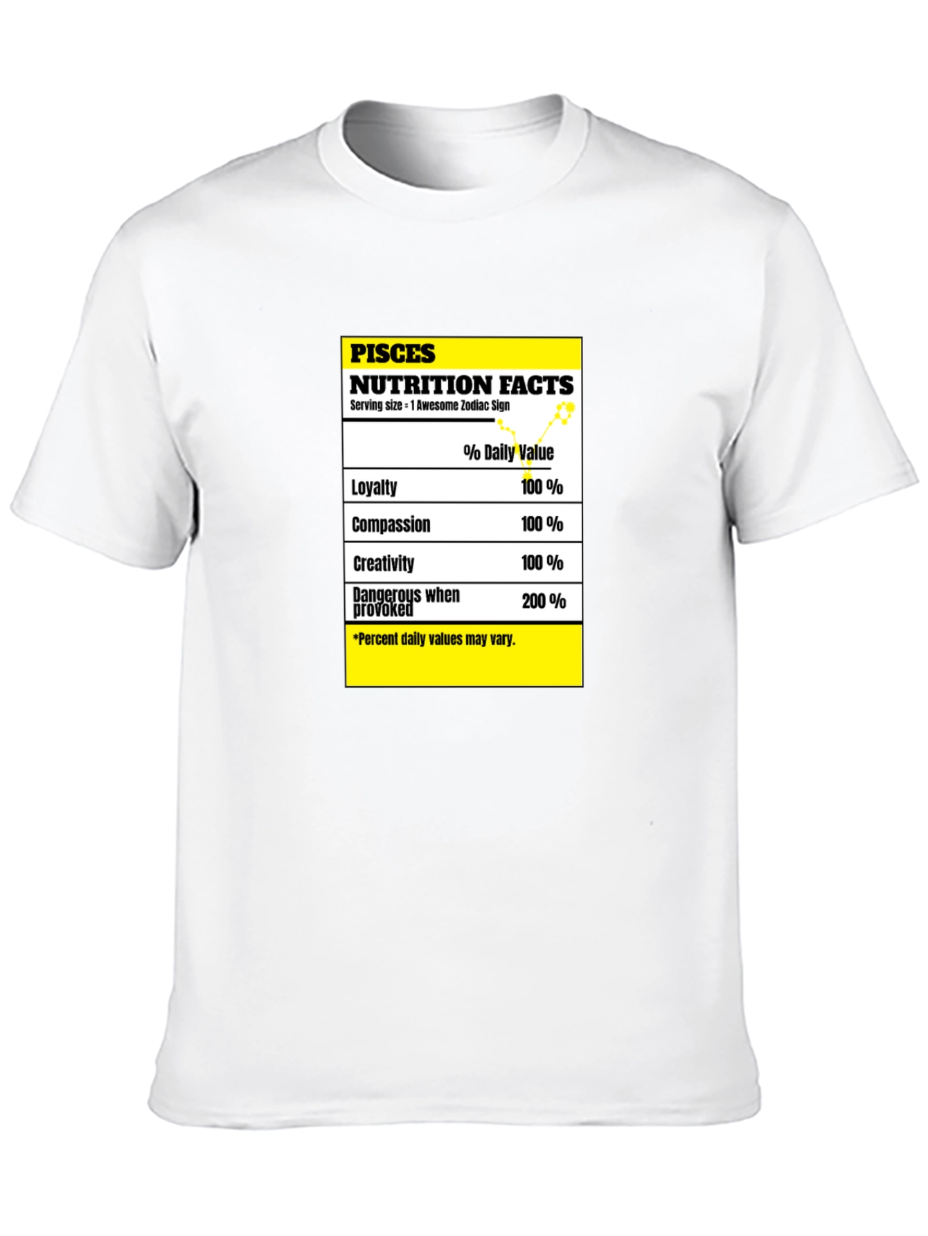 Pisces Zodiac Nutrition Facts Black T-Shirt