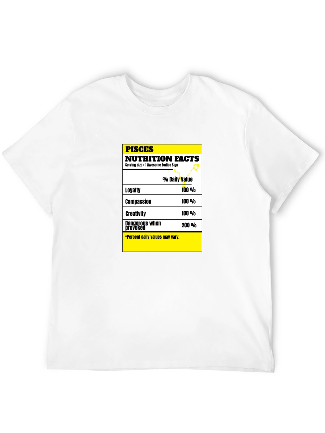 Pisces Zodiac Nutrition Facts Black T-Shirt