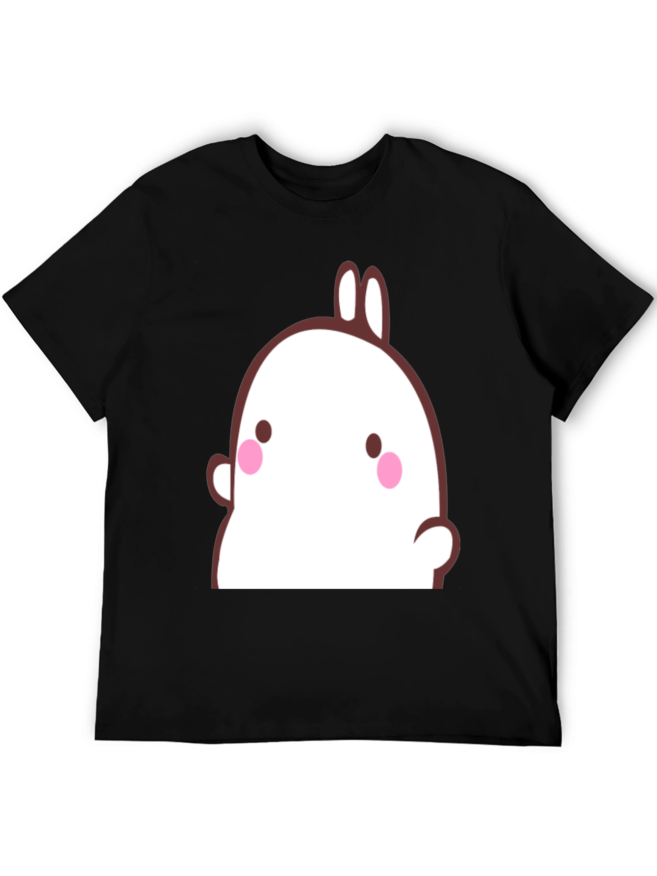 Cute Cartoon Bunny Graphic Black T-Shirt