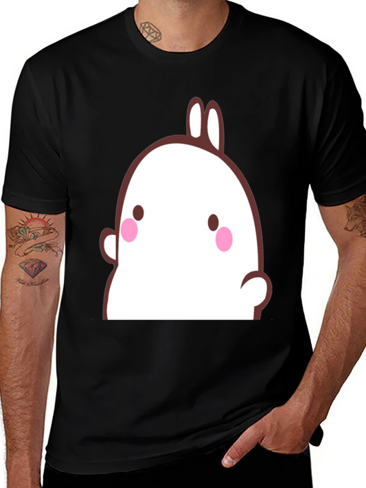 Cute Cartoon Bunny Graphic Black T-Shirt