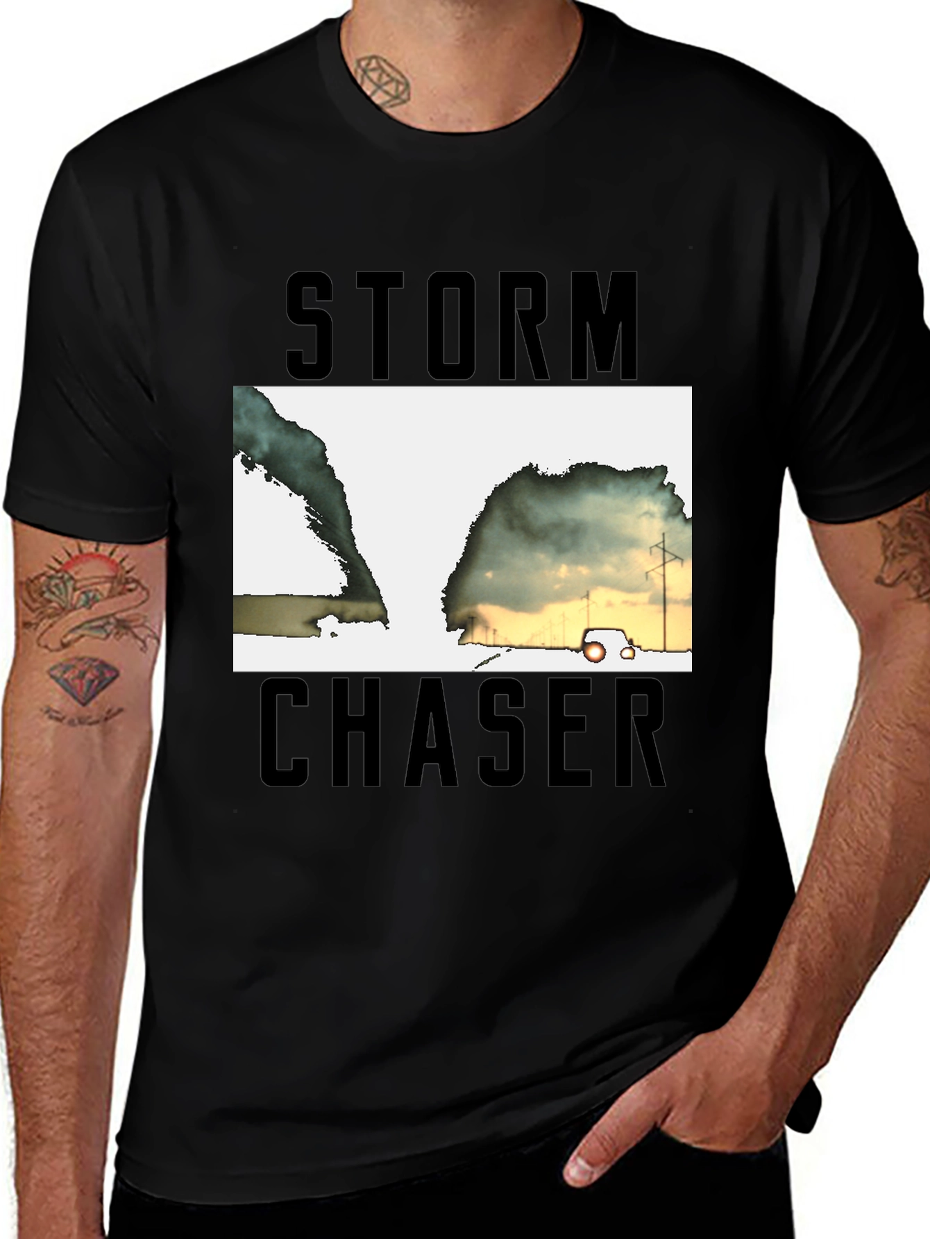 Storm Chaser Graphic Tee - Black Cotton T-Shirt