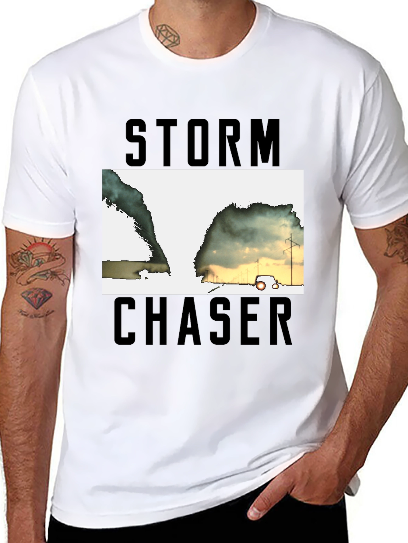 Storm Chaser Graphic Tee - Black Cotton T-Shirt