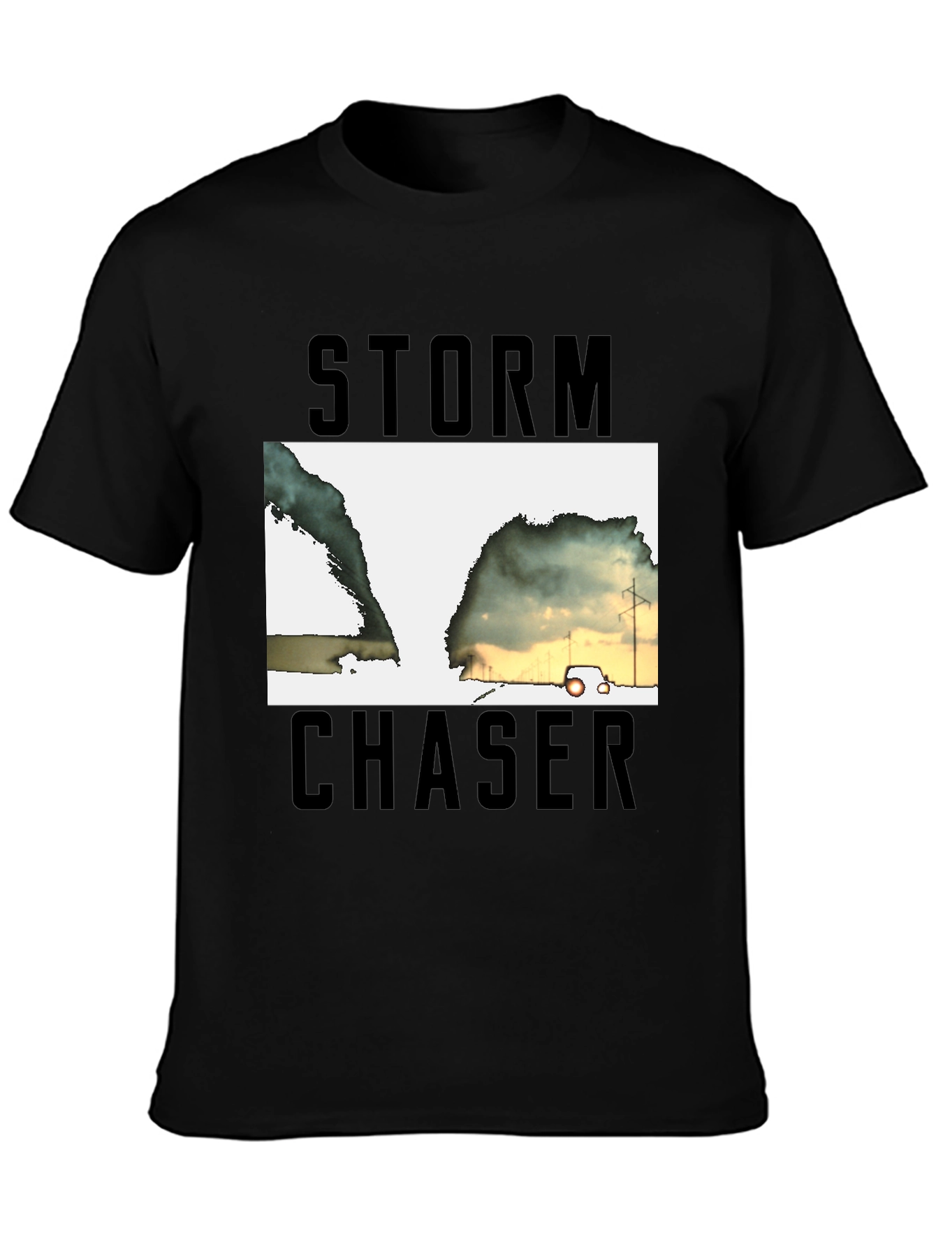 Storm Chaser Graphic Tee - Black Cotton T-Shirt