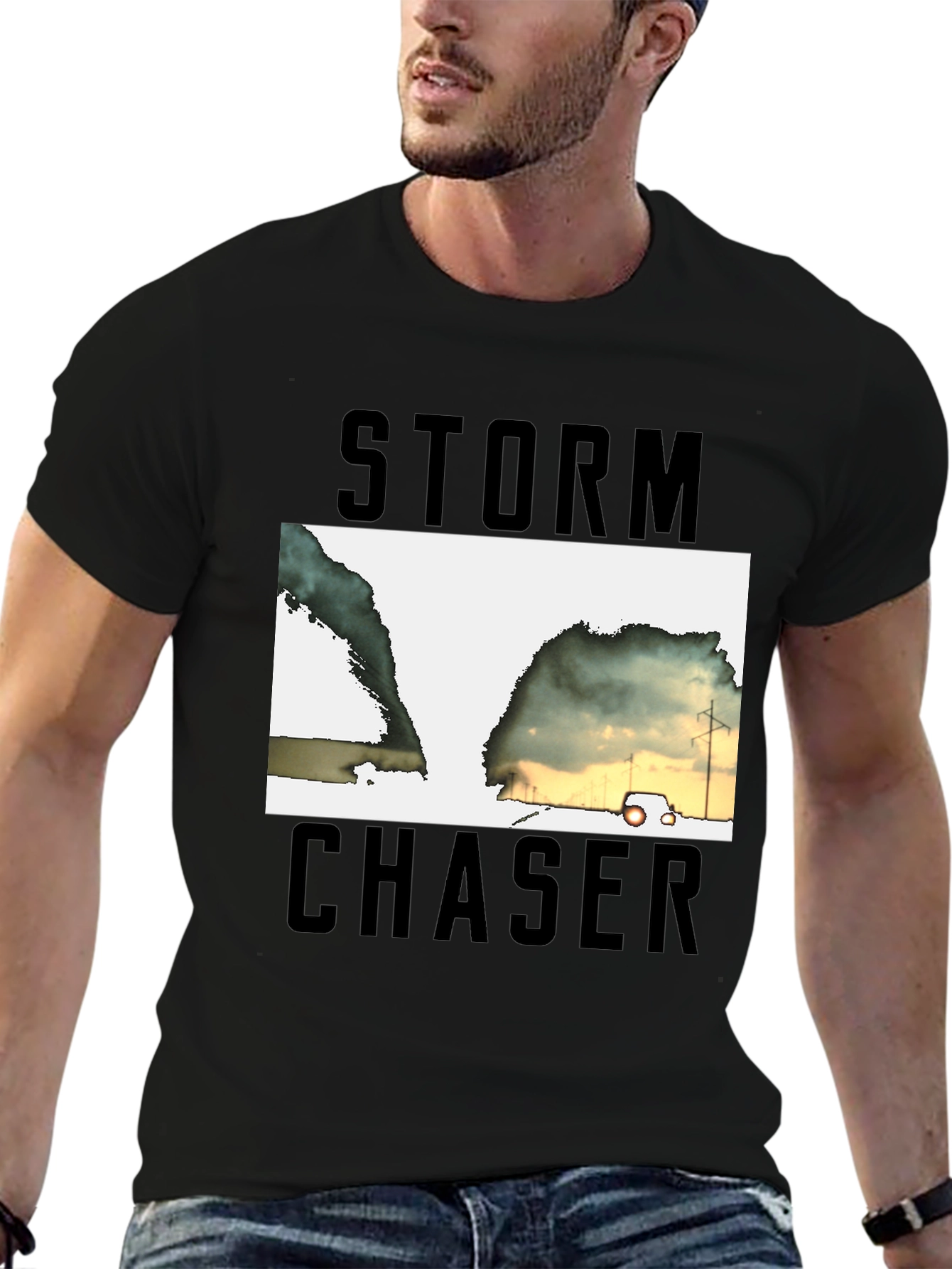 Storm Chaser Graphic Tee - Black Cotton T-Shirt