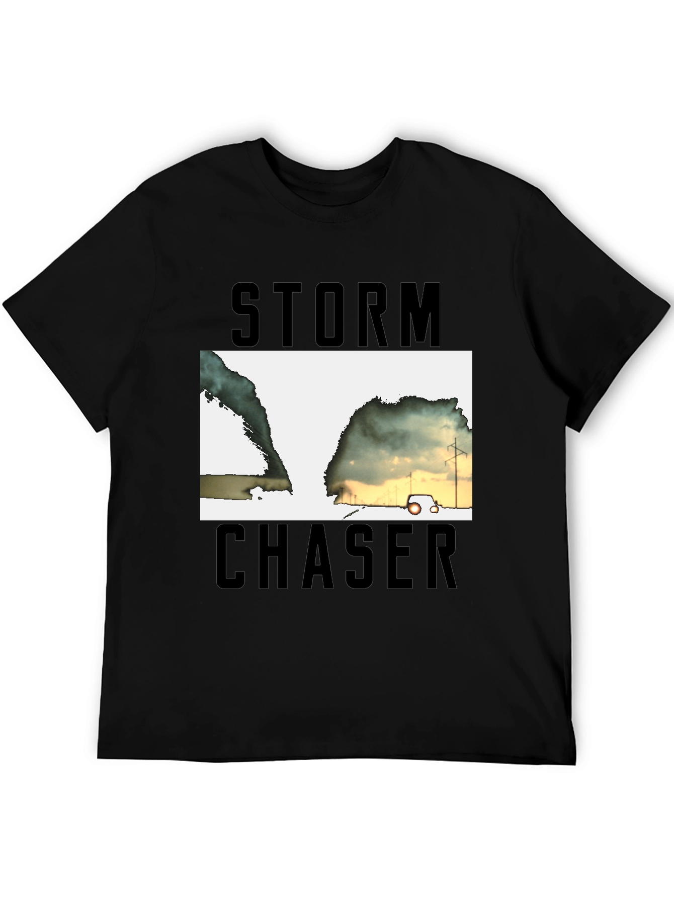 Storm Chaser Graphic Tee - Black Cotton T-Shirt