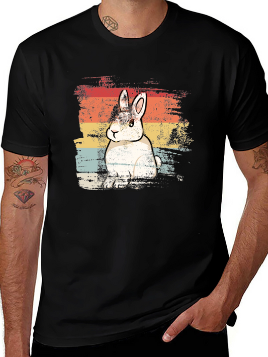 Retro Rabbit Graphic Tee - Unisex Black T-Shirt