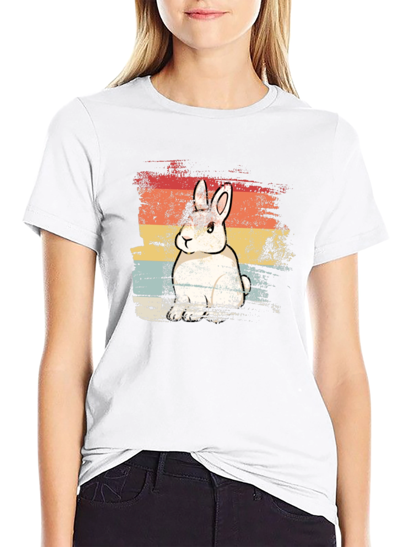 Retro Rabbit Graphic Tee - Unisex Black T-Shirt
