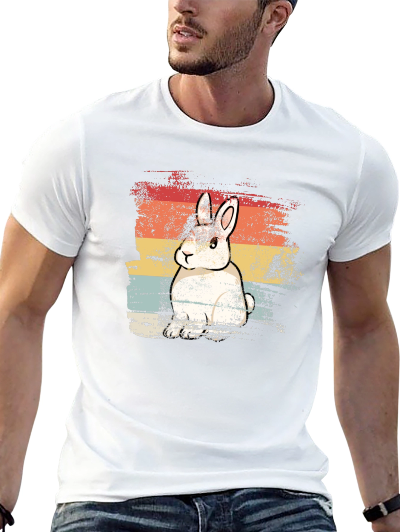 Retro Rabbit Graphic Tee - Unisex Black T-Shirt