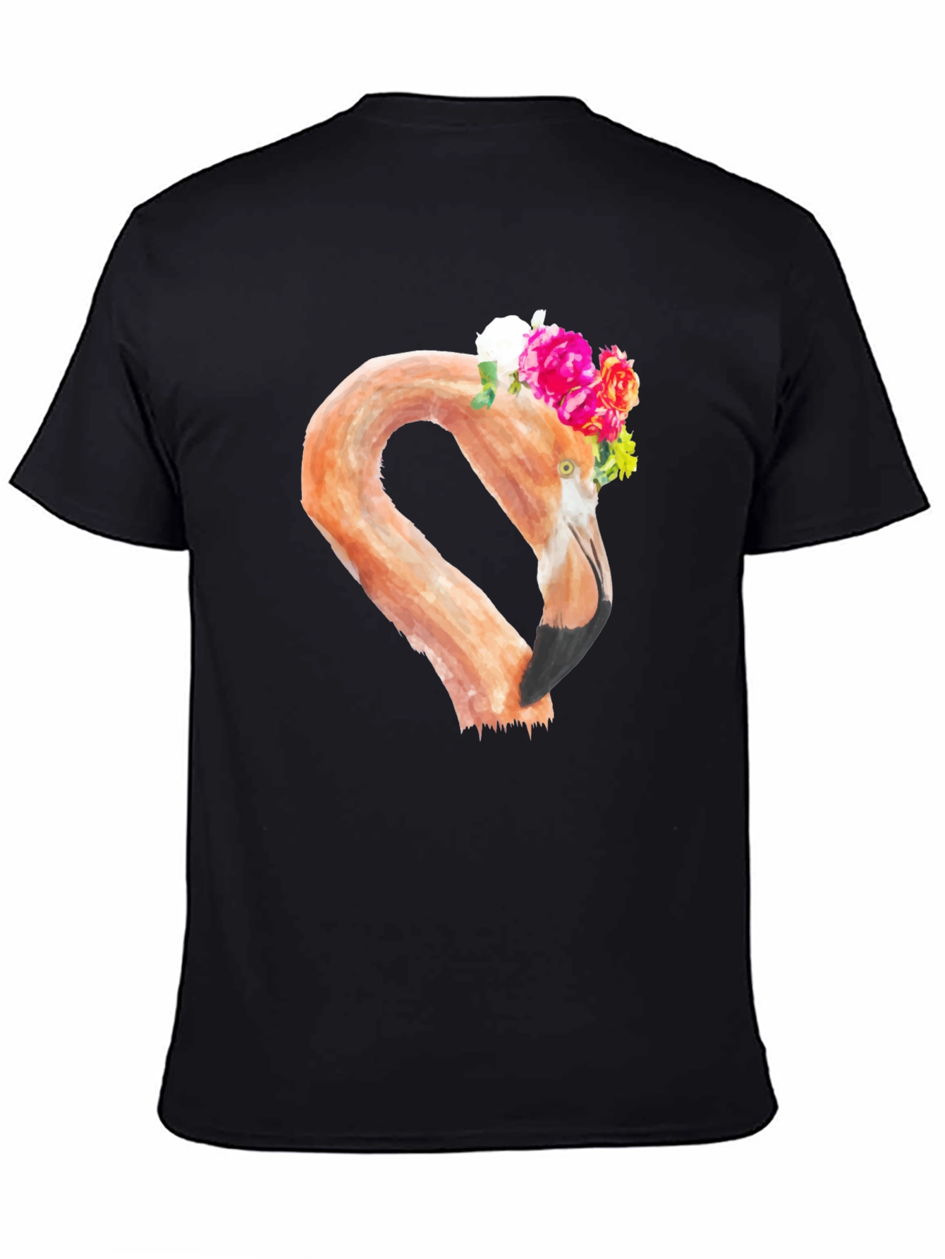 Floral Flamingo Graphic Tee - Black T-Shirt