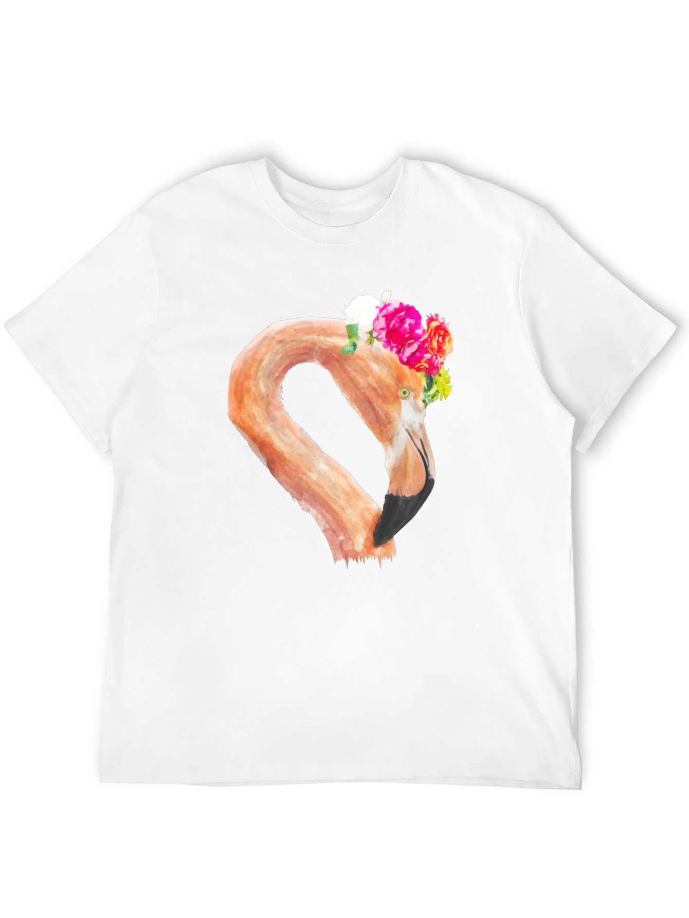 Floral Flamingo Graphic Tee - Black T-Shirt