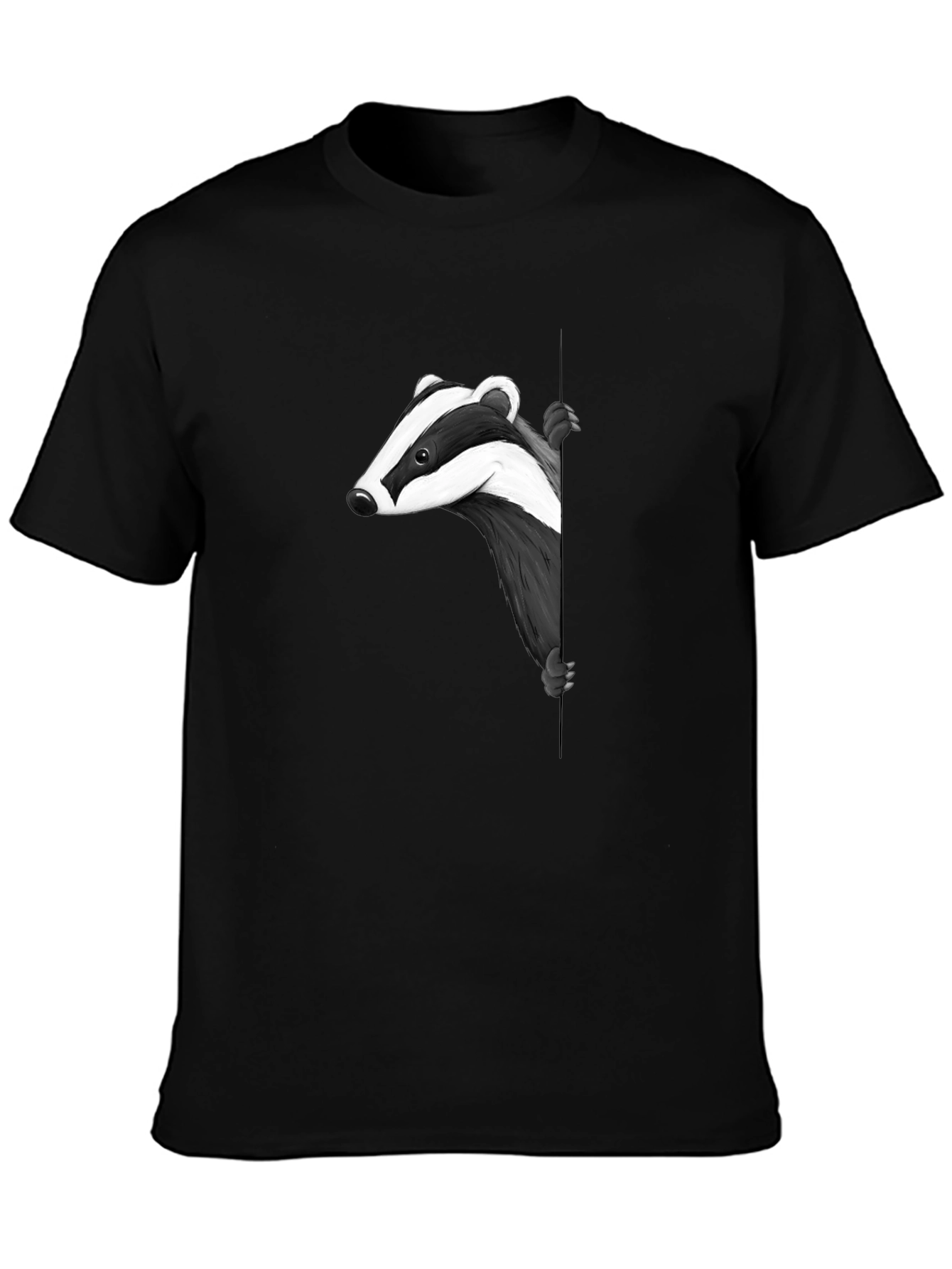 Cool Badger Peekaboo Graphic Tee - Black Cotton Blend