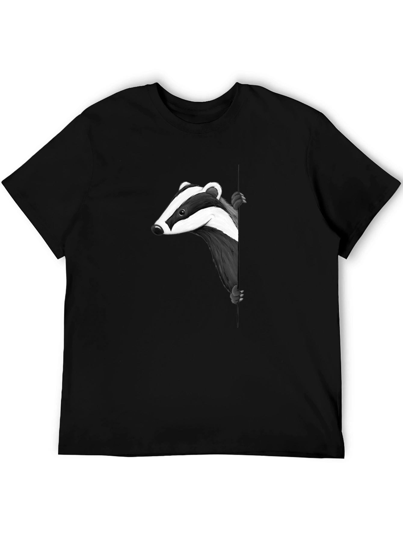 Cool Badger Peekaboo Graphic Tee - Black Cotton Blend