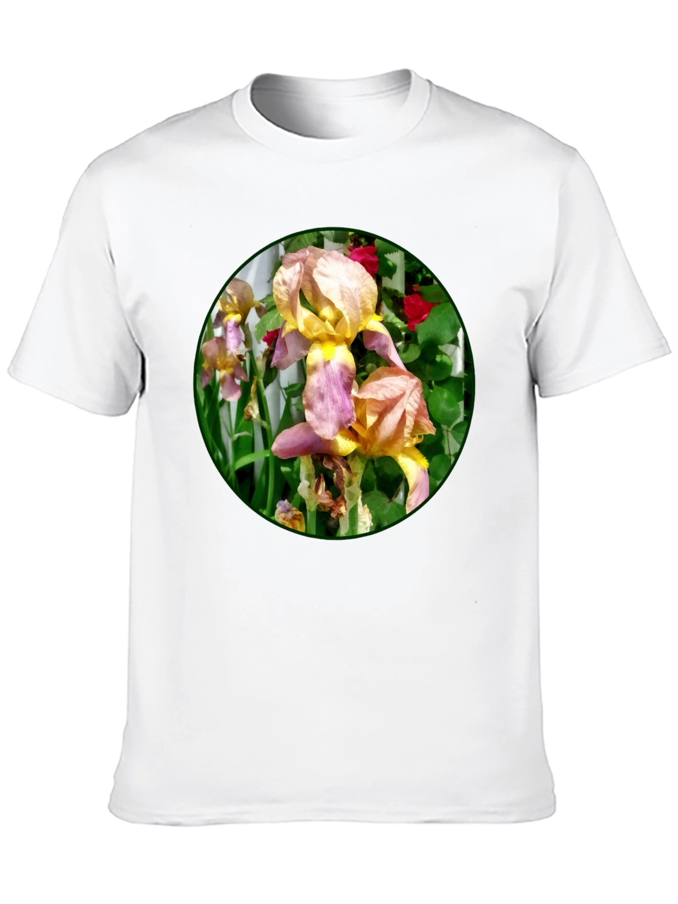 Floral Iris Graphic T-Shirt - Unique Garden Design