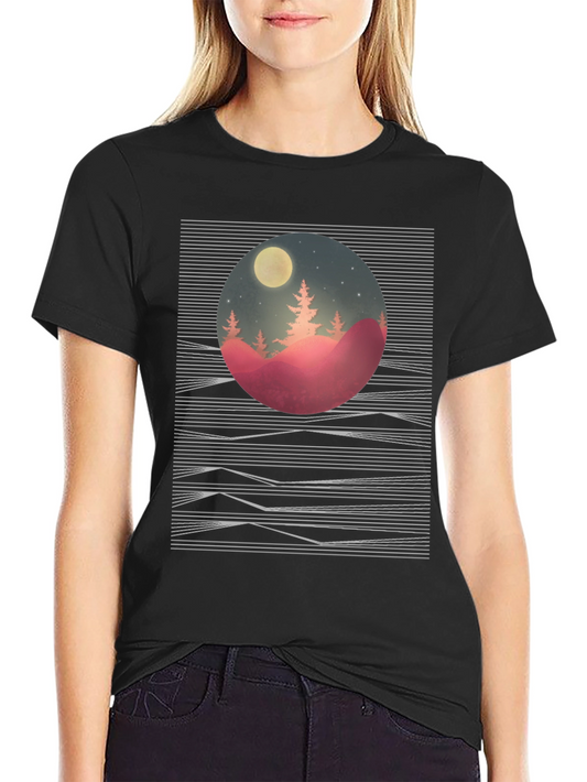 Nature Scene Graphic Tee - Black Cotton T-Shirt