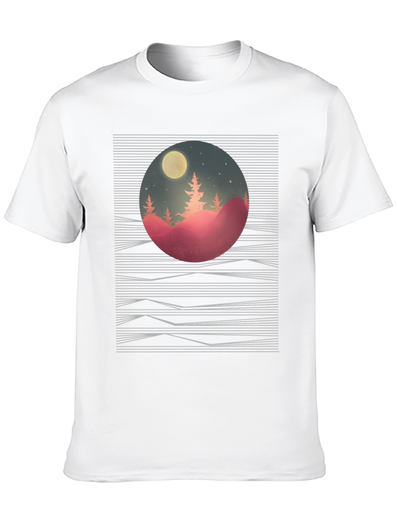 Nature Scene Graphic Tee - Black Cotton T-Shirt