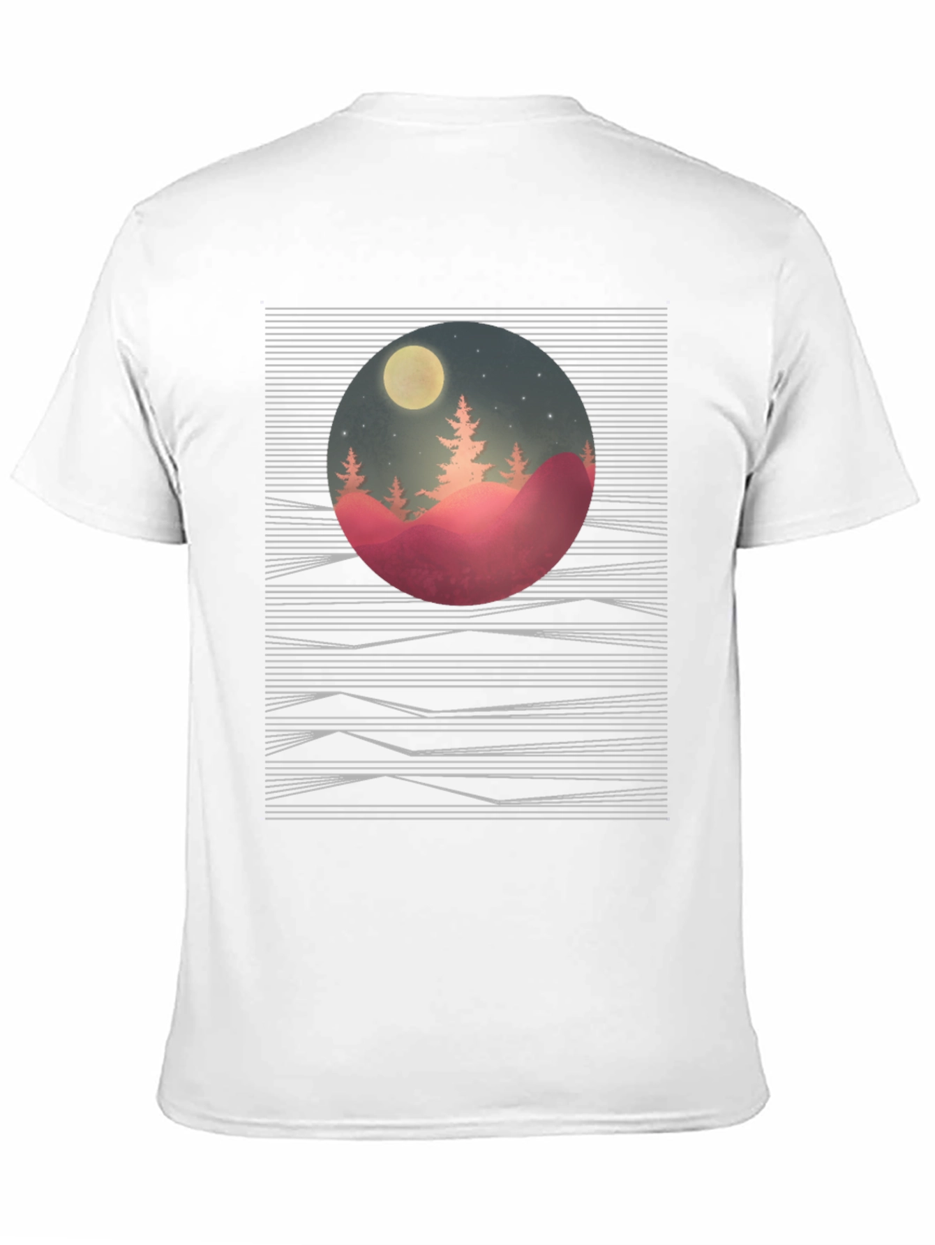 Nature Scene Graphic Tee - Black Cotton T-Shirt