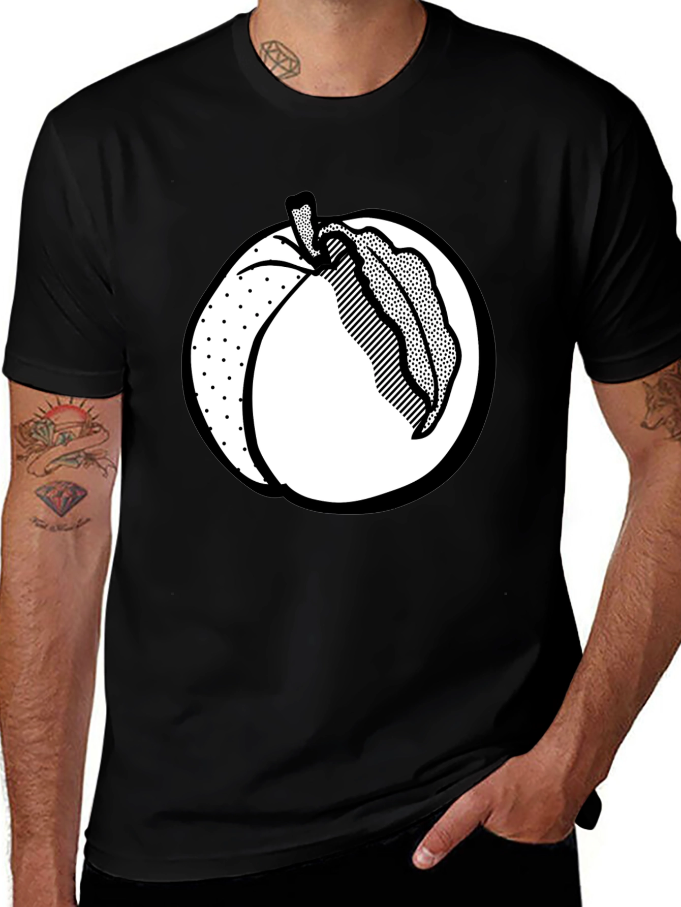 Peach Graphic Tee - Black Unisex Shirt