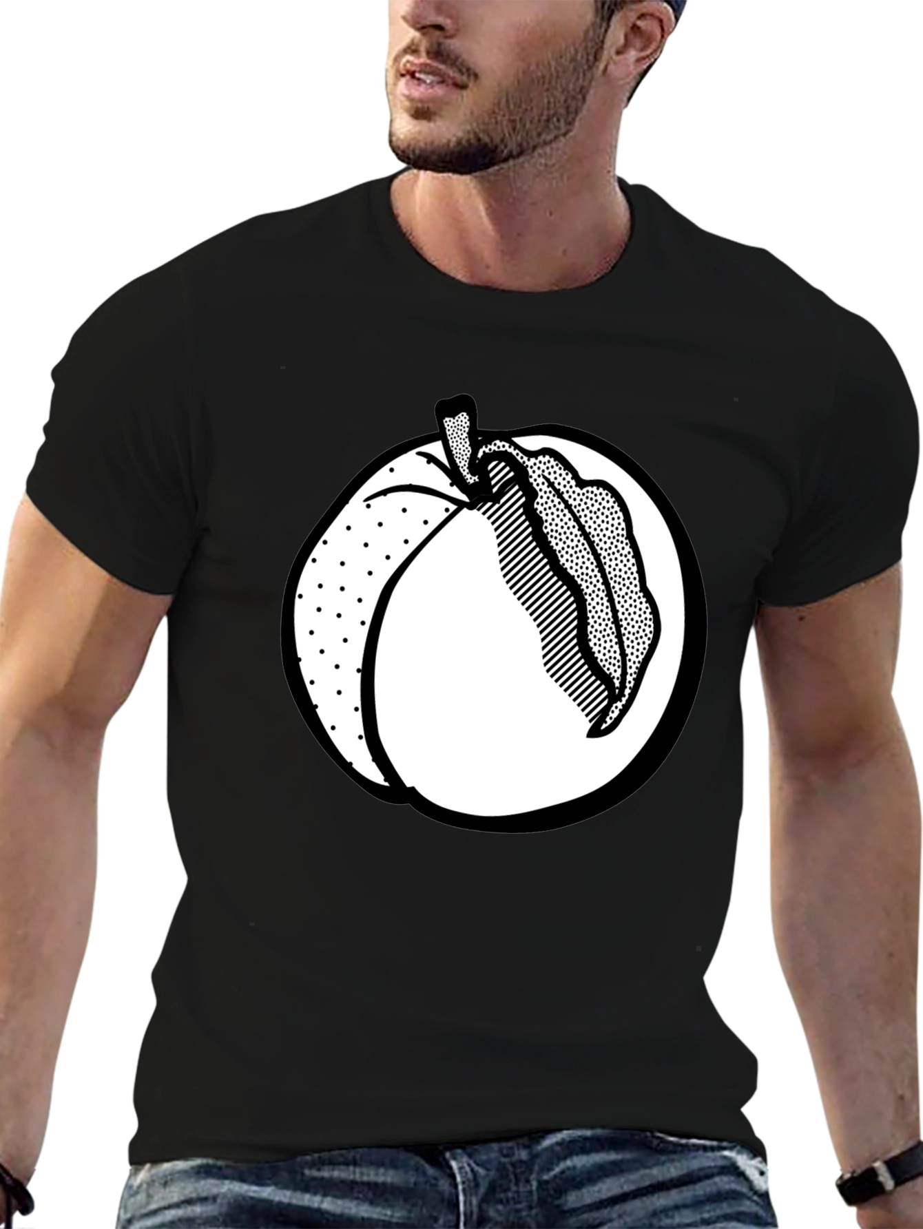 Peach Graphic Tee - Black Unisex Shirt