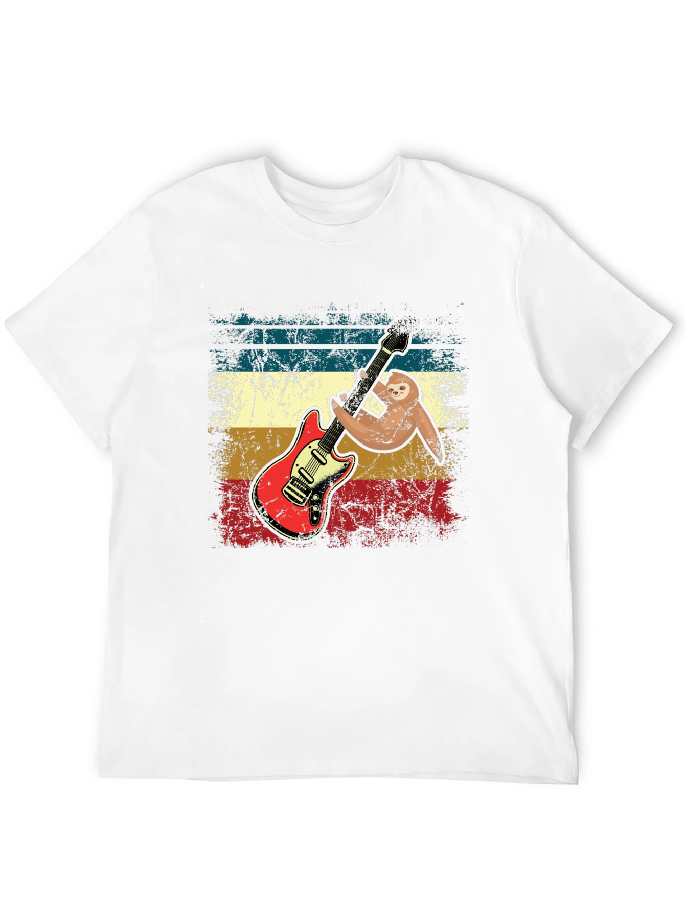 Sloth Guitar Player T-Shirt - Retro Style
