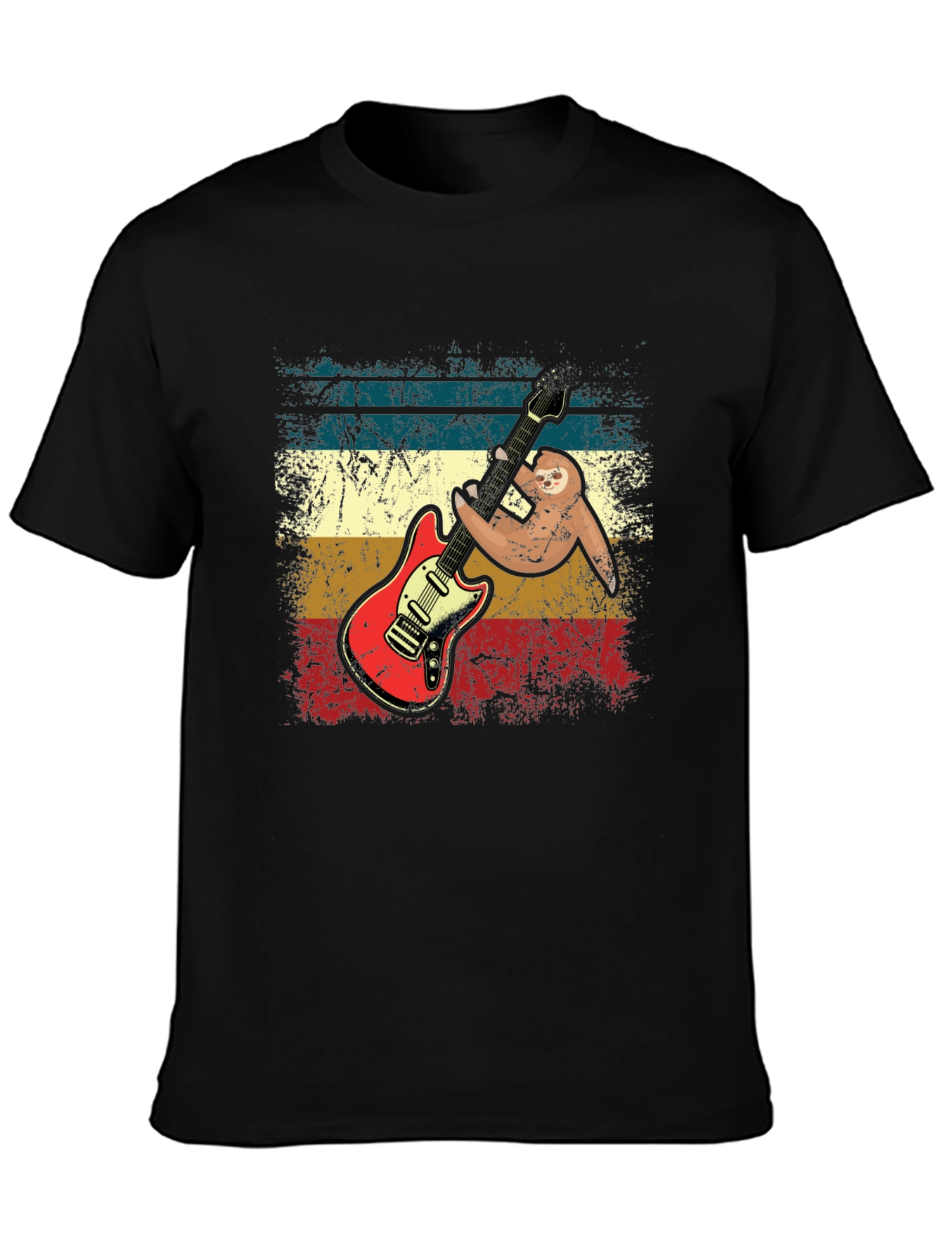 Sloth Guitar Player T-Shirt - Retro Style