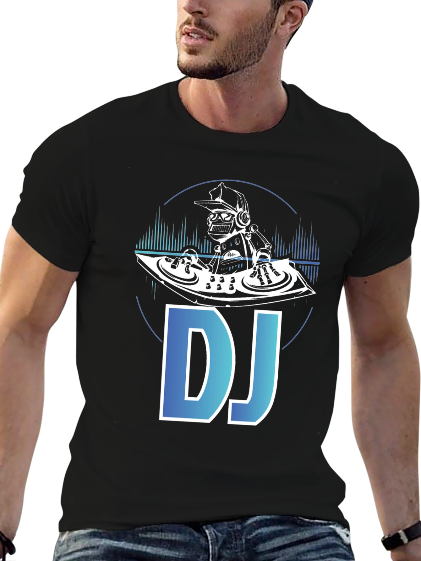 DJ Robot Graphic T-Shirt - Black