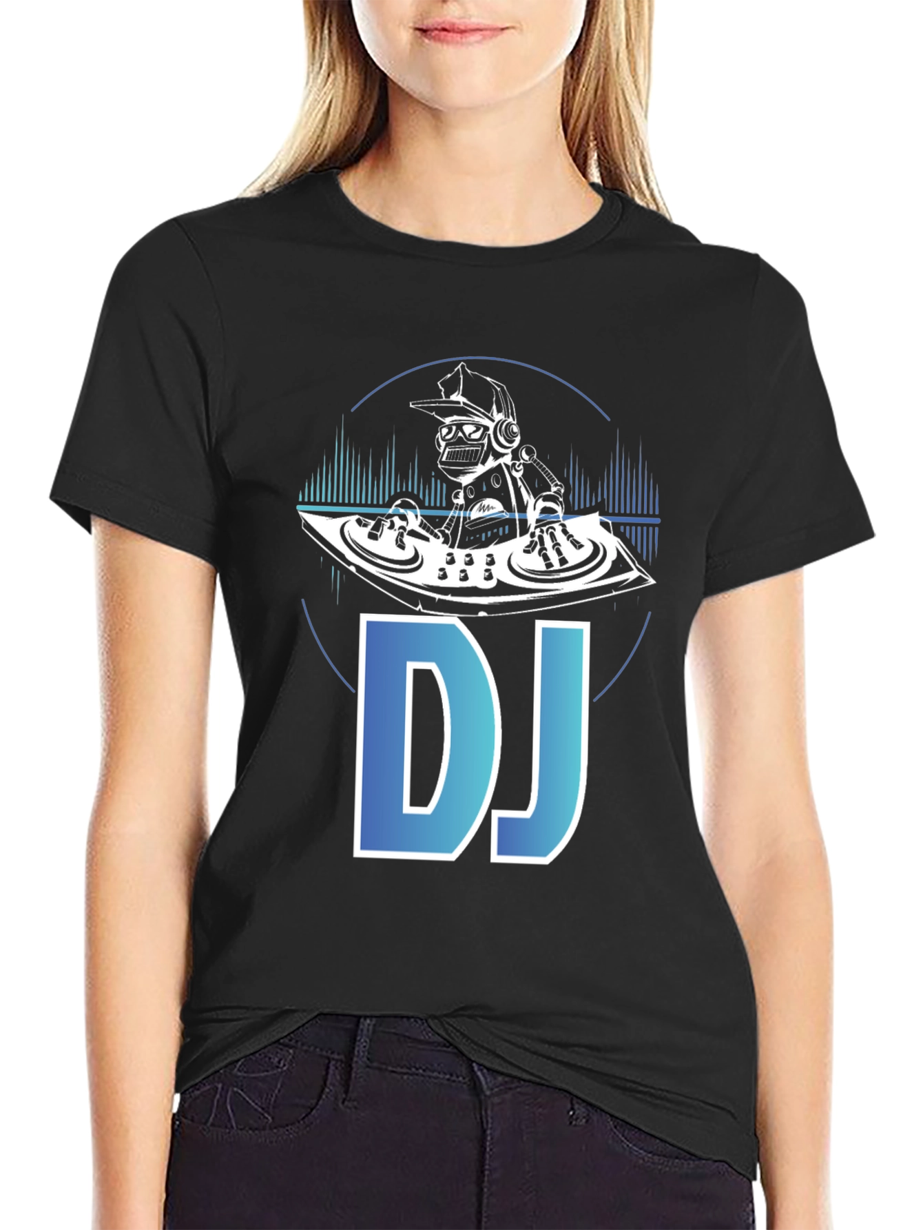 DJ Robot Graphic T-Shirt - Black