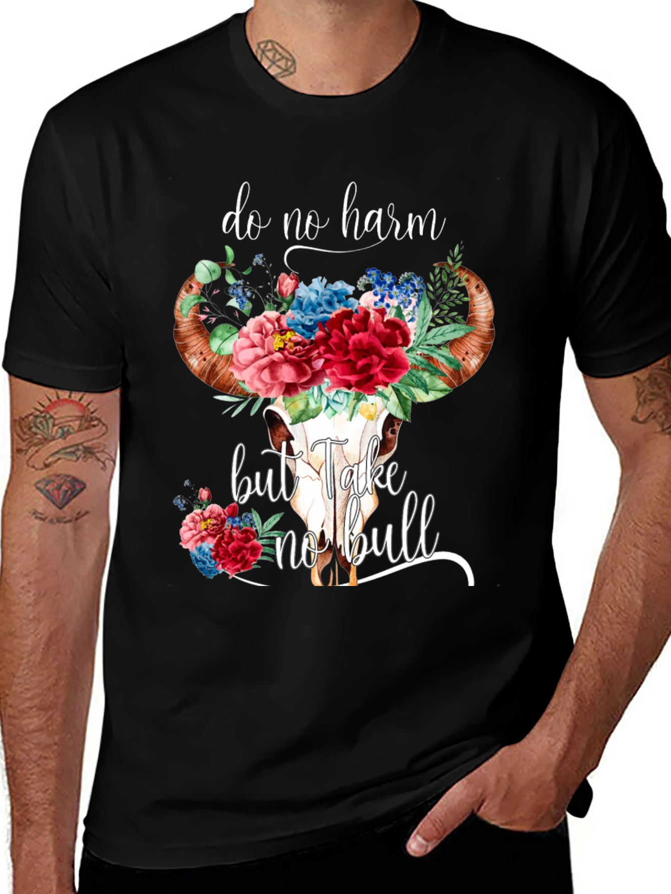 Do No Harm Bull Skull Graphic Tee