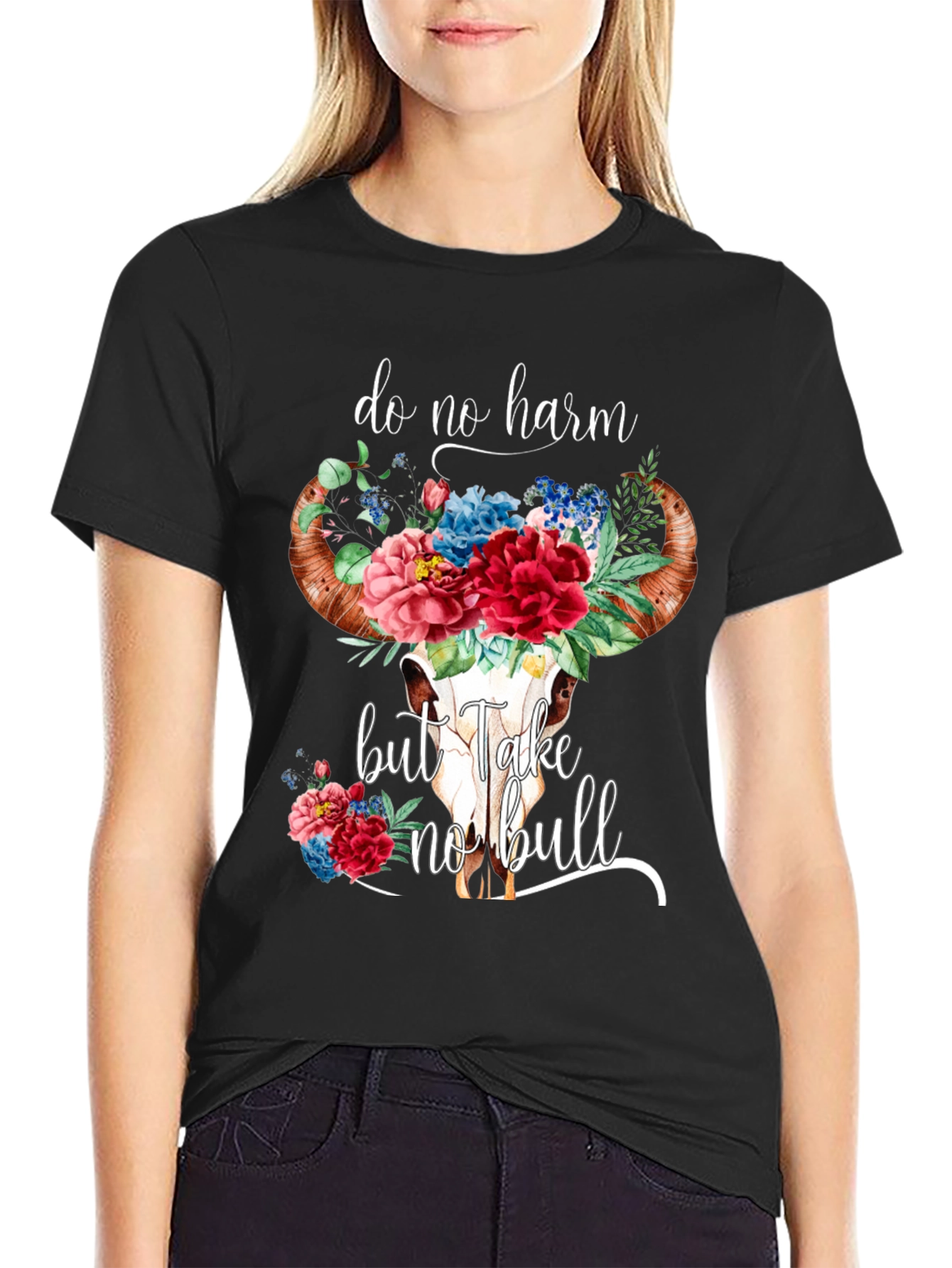 Do No Harm Bull Skull Graphic Tee
