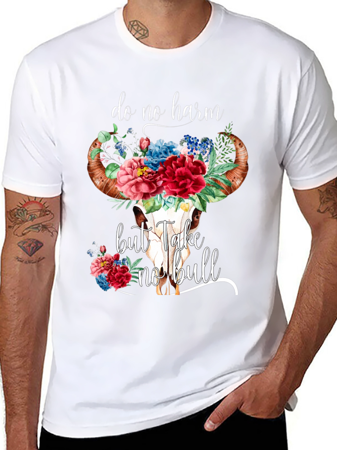 Do No Harm Bull Skull Graphic Tee