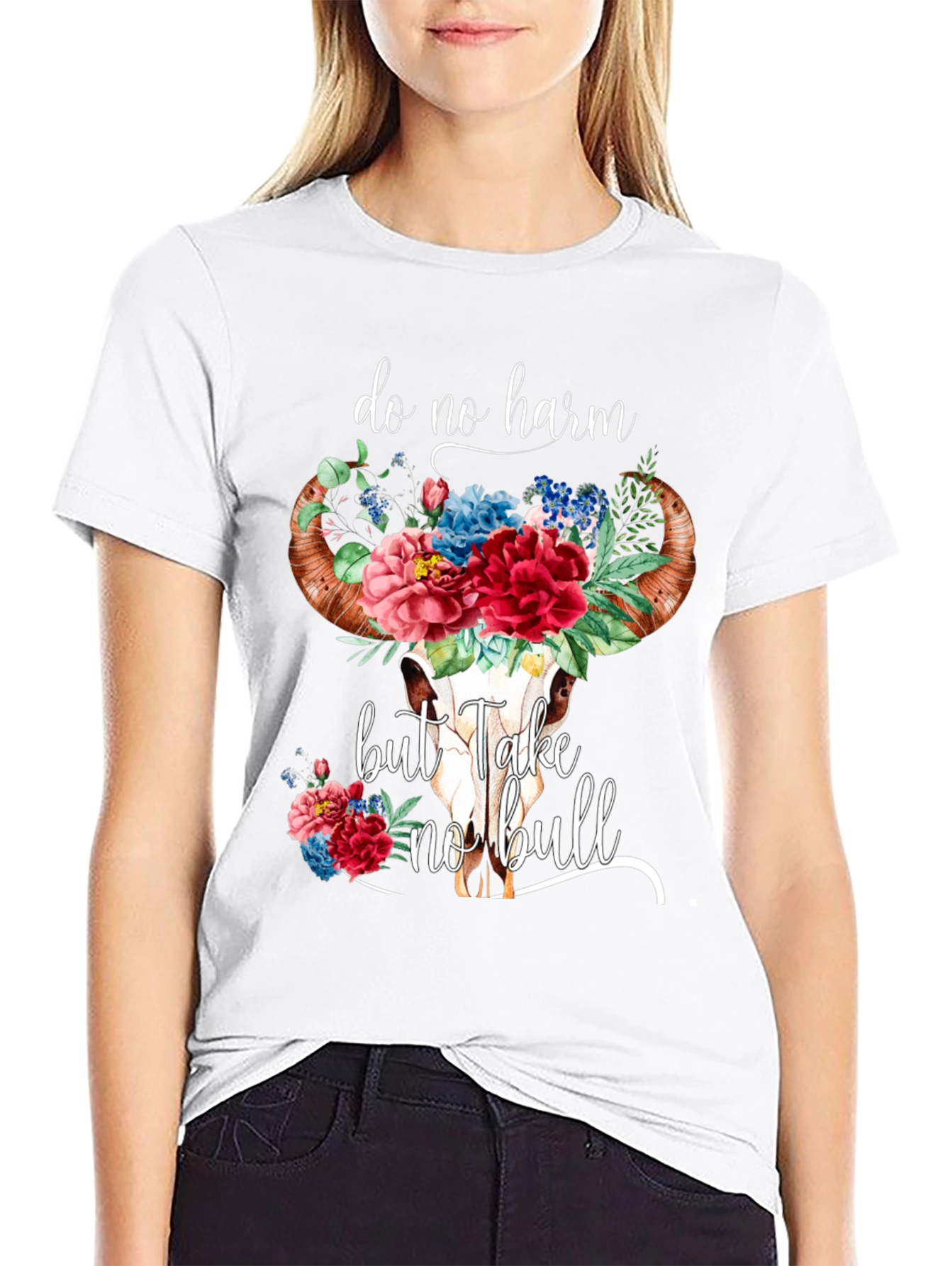 Do No Harm Bull Skull Graphic Tee