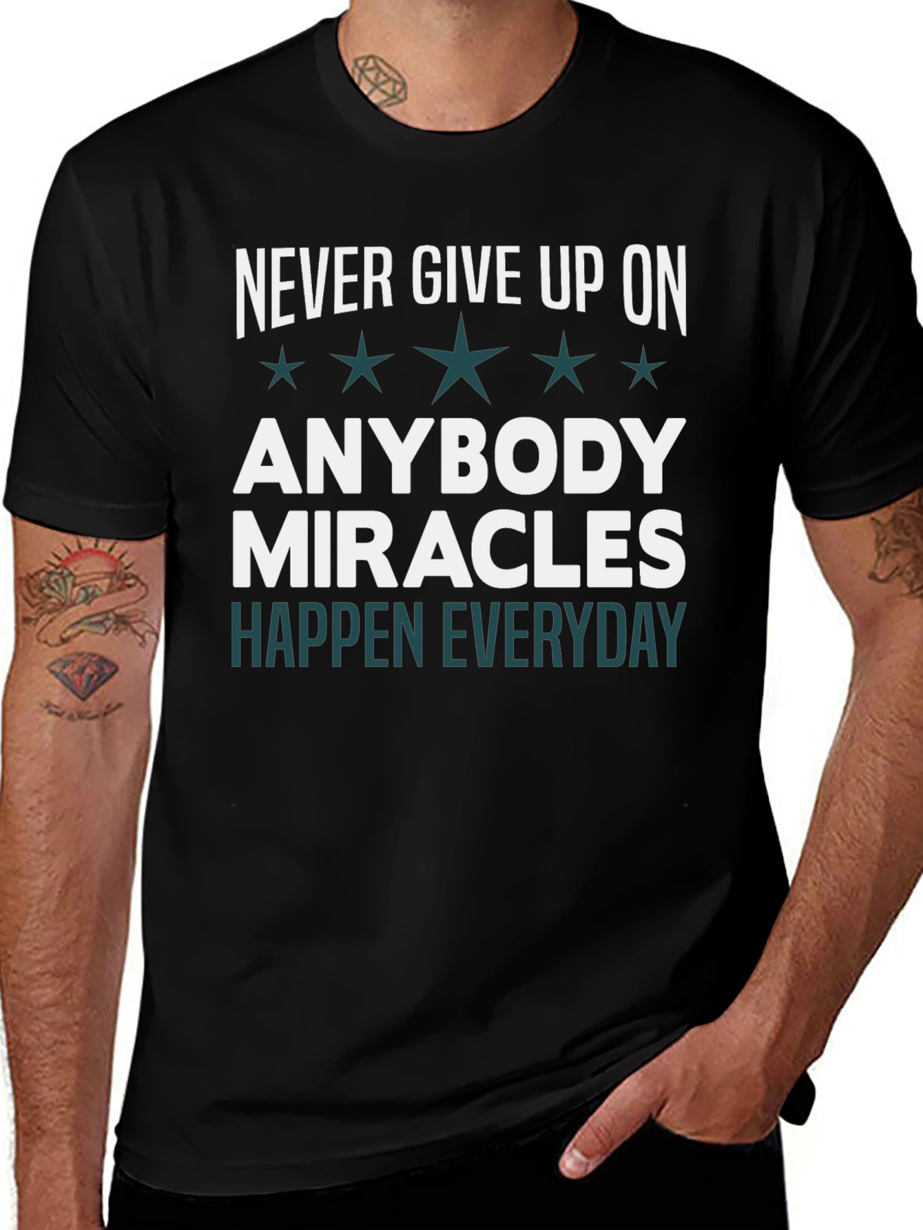 Inspirational Graphic T-Shirt: Never Give Up