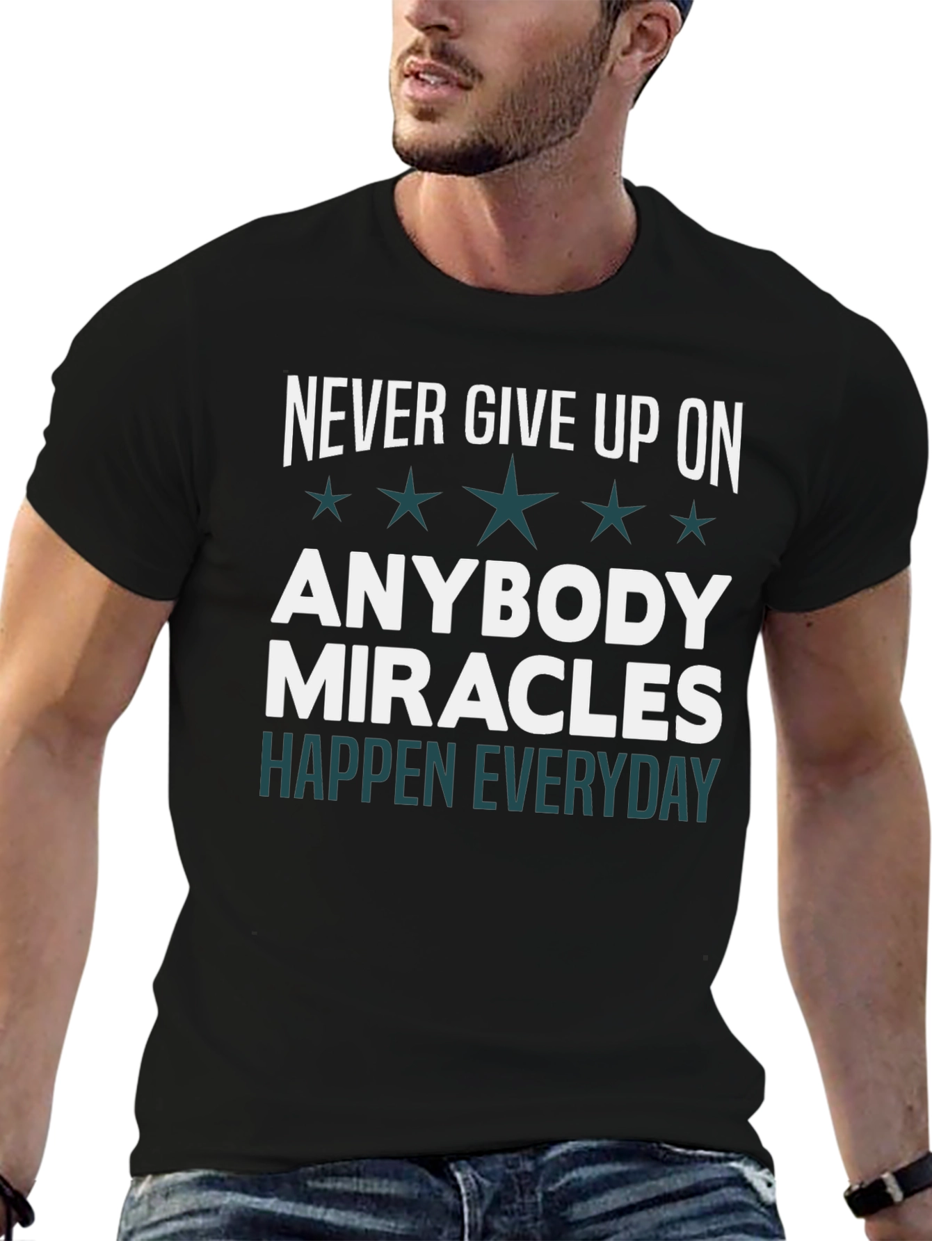 Inspirational Graphic T-Shirt: Never Give Up