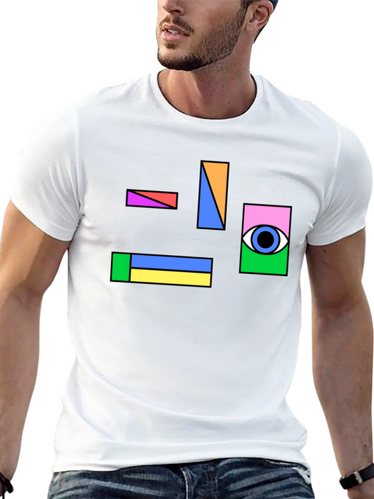 Abstract Geometric Eye Graphic Tee - Black