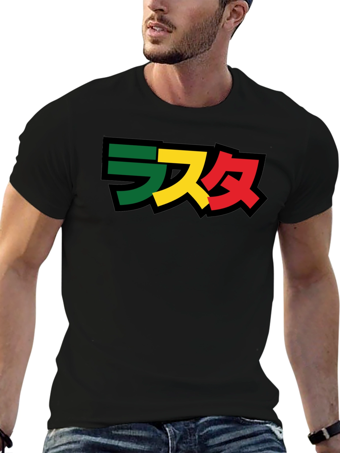 Rasta Japanese Lettering Black T-Shirt