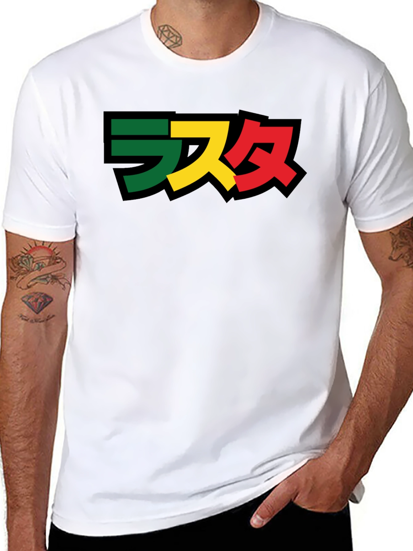 Rasta Japanese Lettering Black T-Shirt