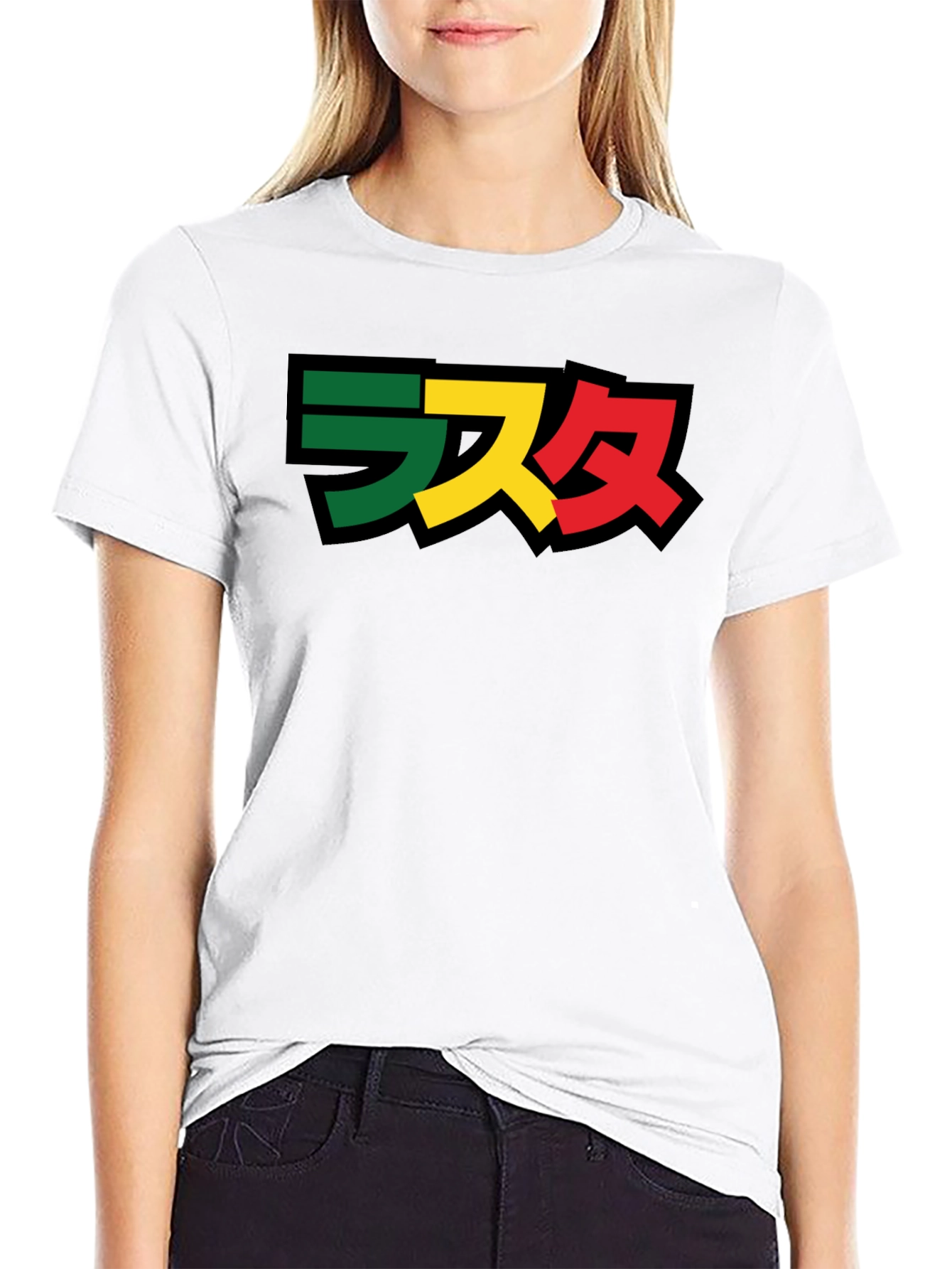 Rasta Japanese Lettering Black T-Shirt