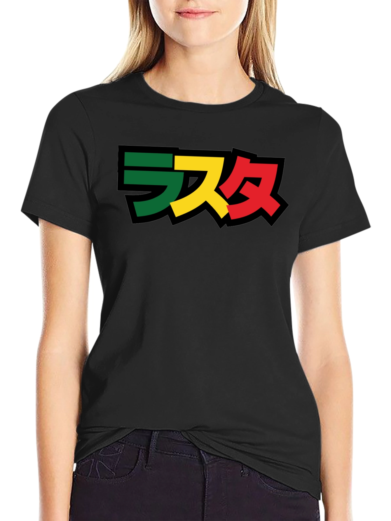 Rasta Japanese Lettering Black T-Shirt