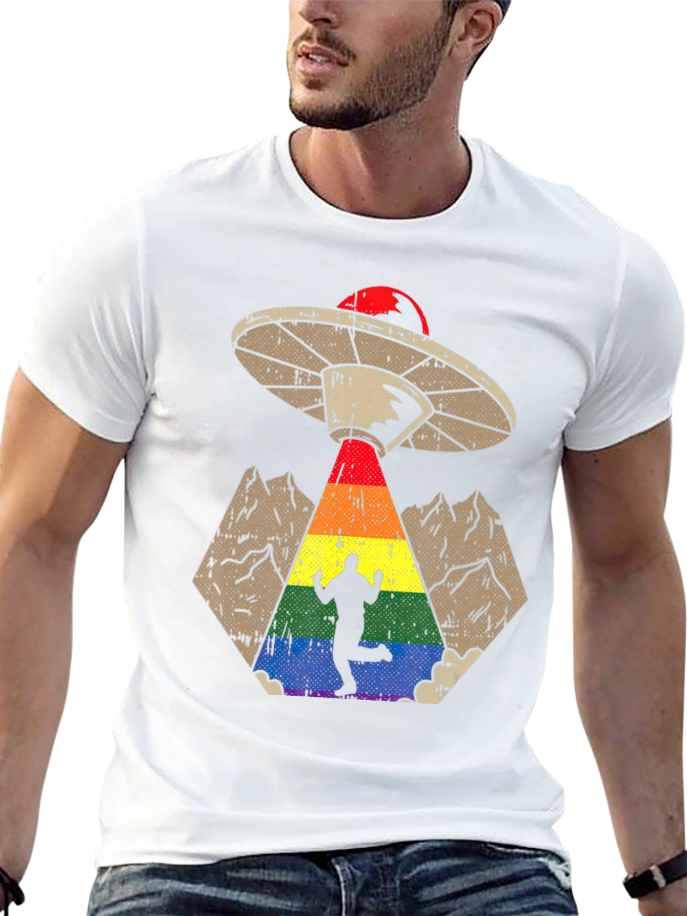 Rainbow Alien Abduction Graphic Tee