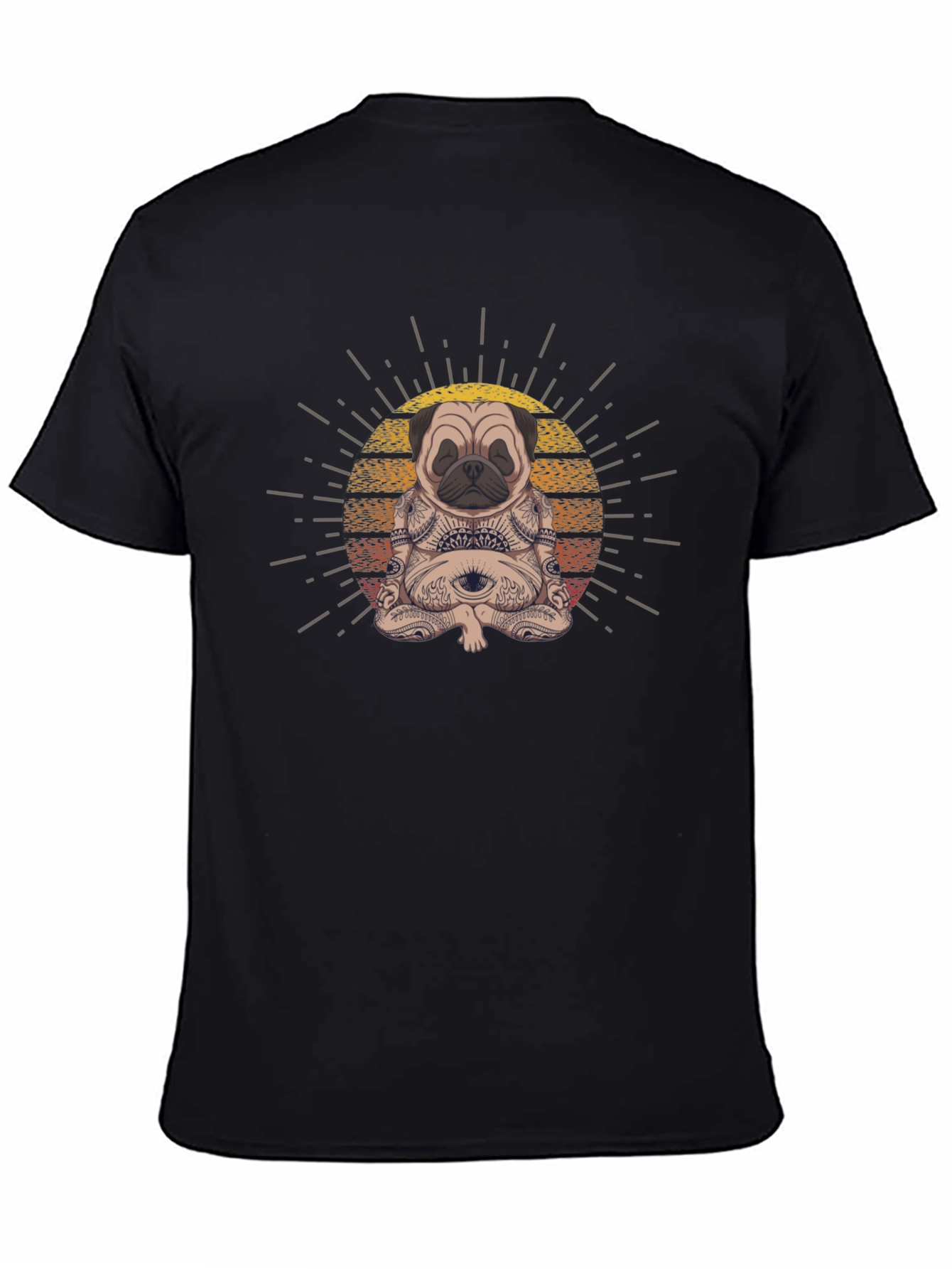 Meditating Pug Graphic Tee - Zen Vibes