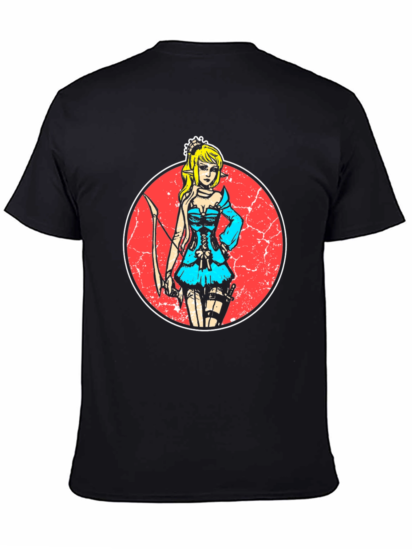 Elf Archer Graphic Tee - Stylish Black T-Shirt