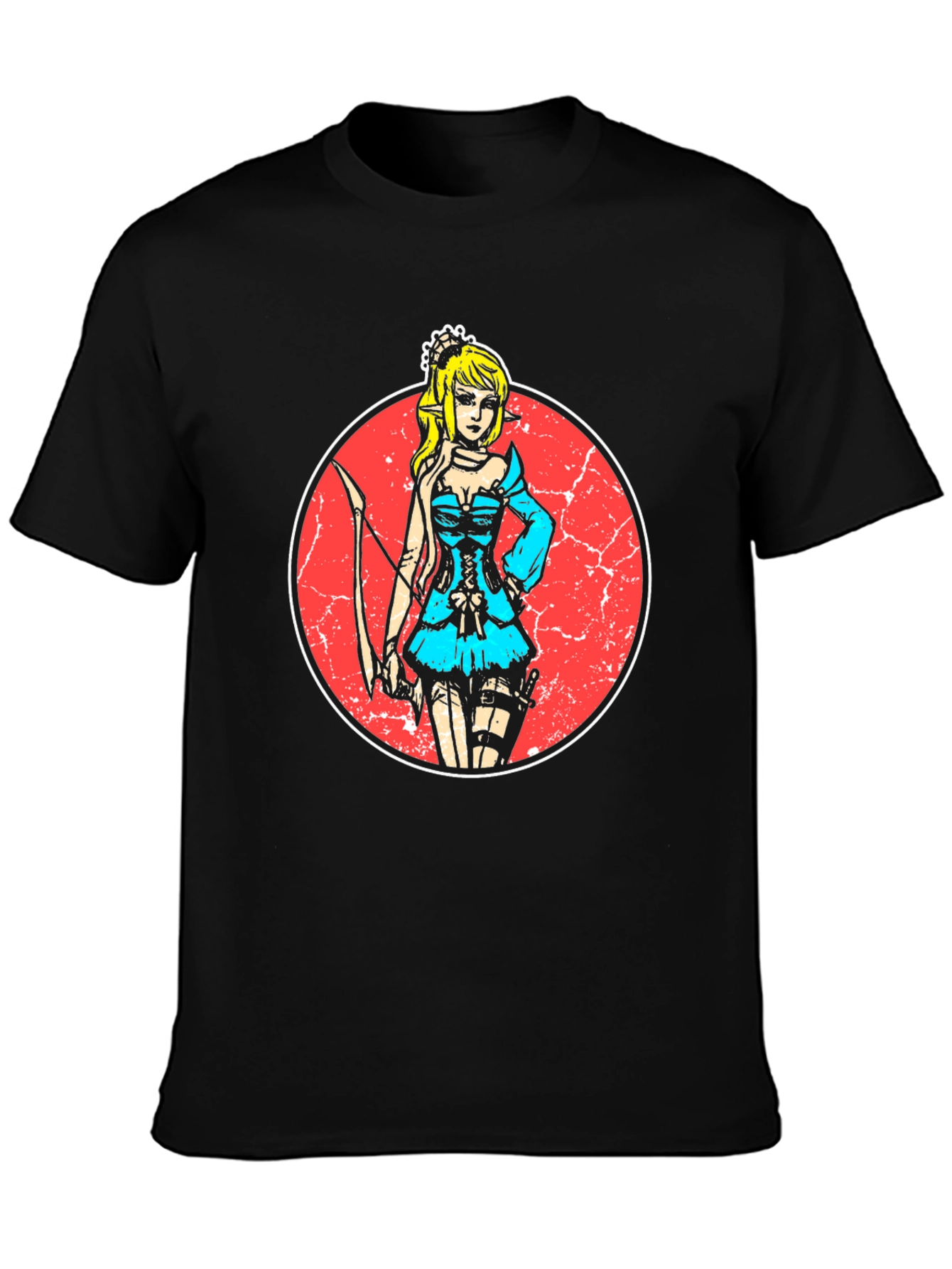 Elf Archer Graphic Tee - Stylish Black T-Shirt