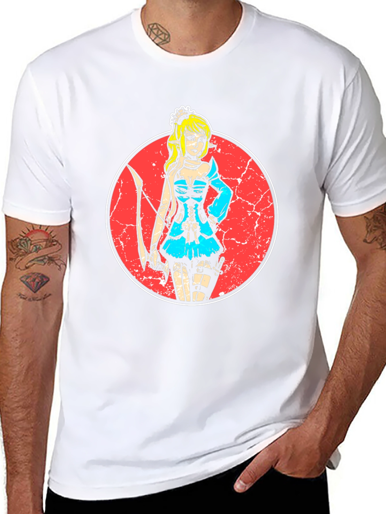 Elf Archer Graphic Tee - Stylish Black T-Shirt