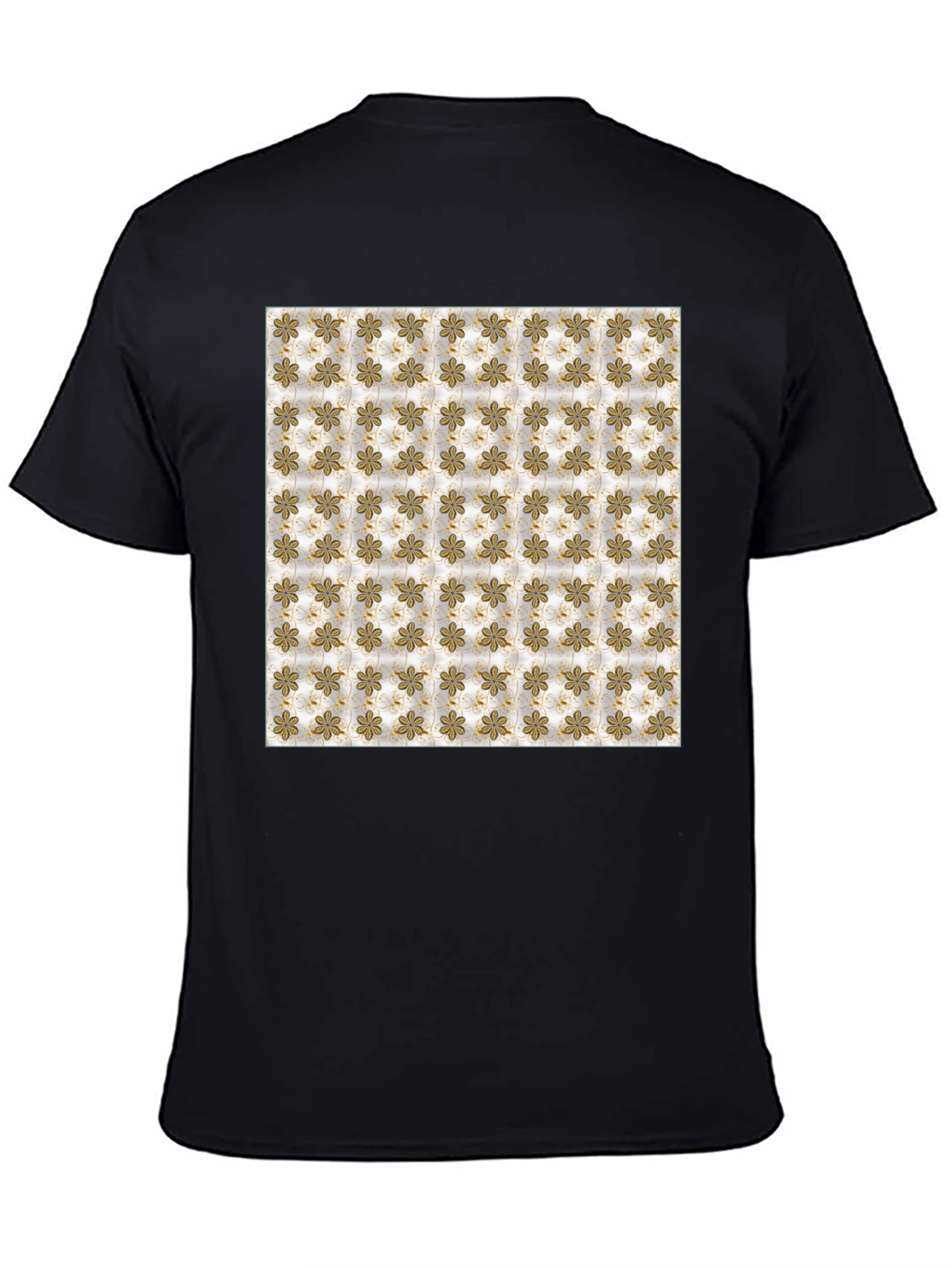 Floral Pattern Print Black T-Shirt