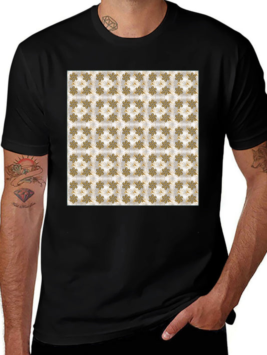 Floral Pattern Print Black T-Shirt